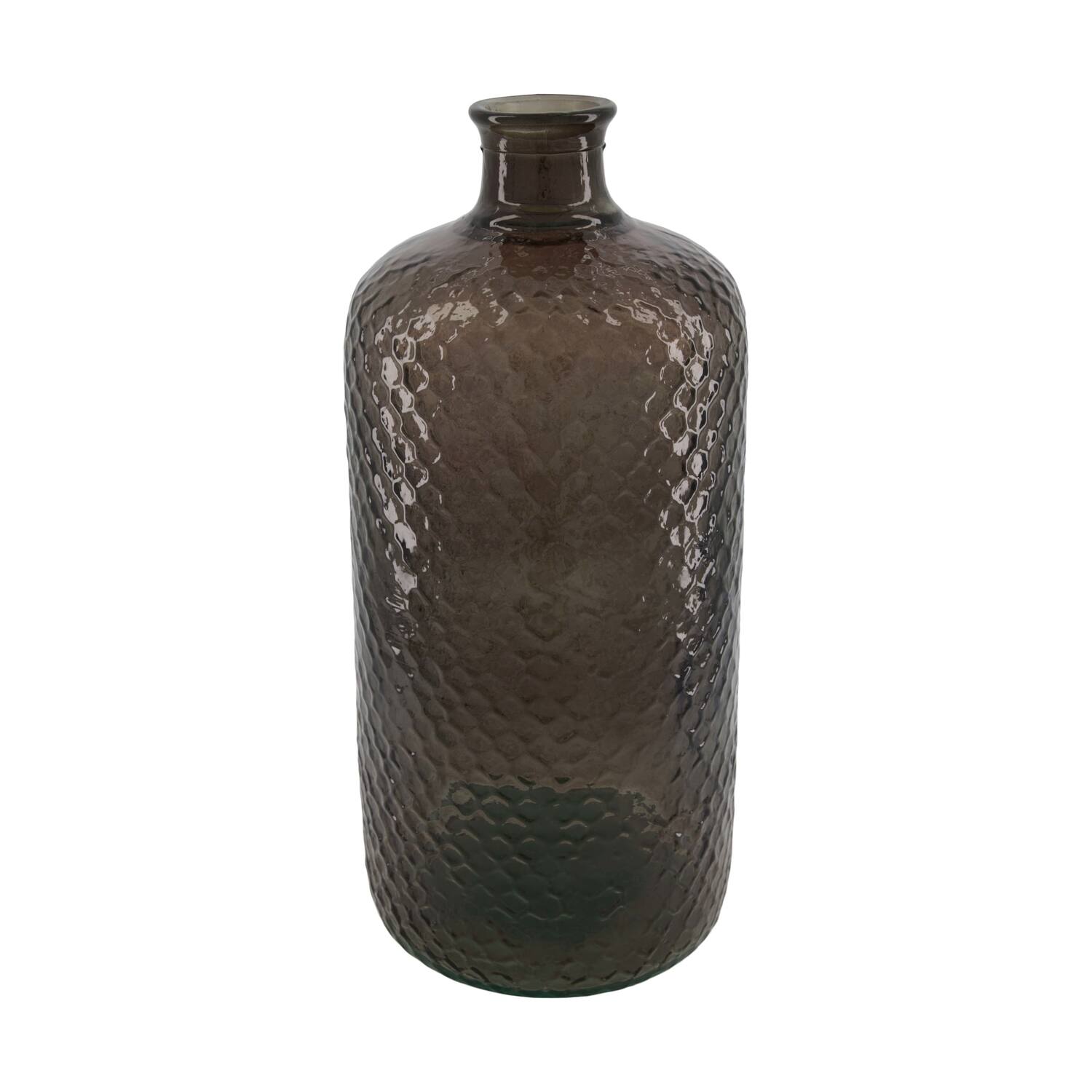 Bottle round recycled glass 19x19x42cm