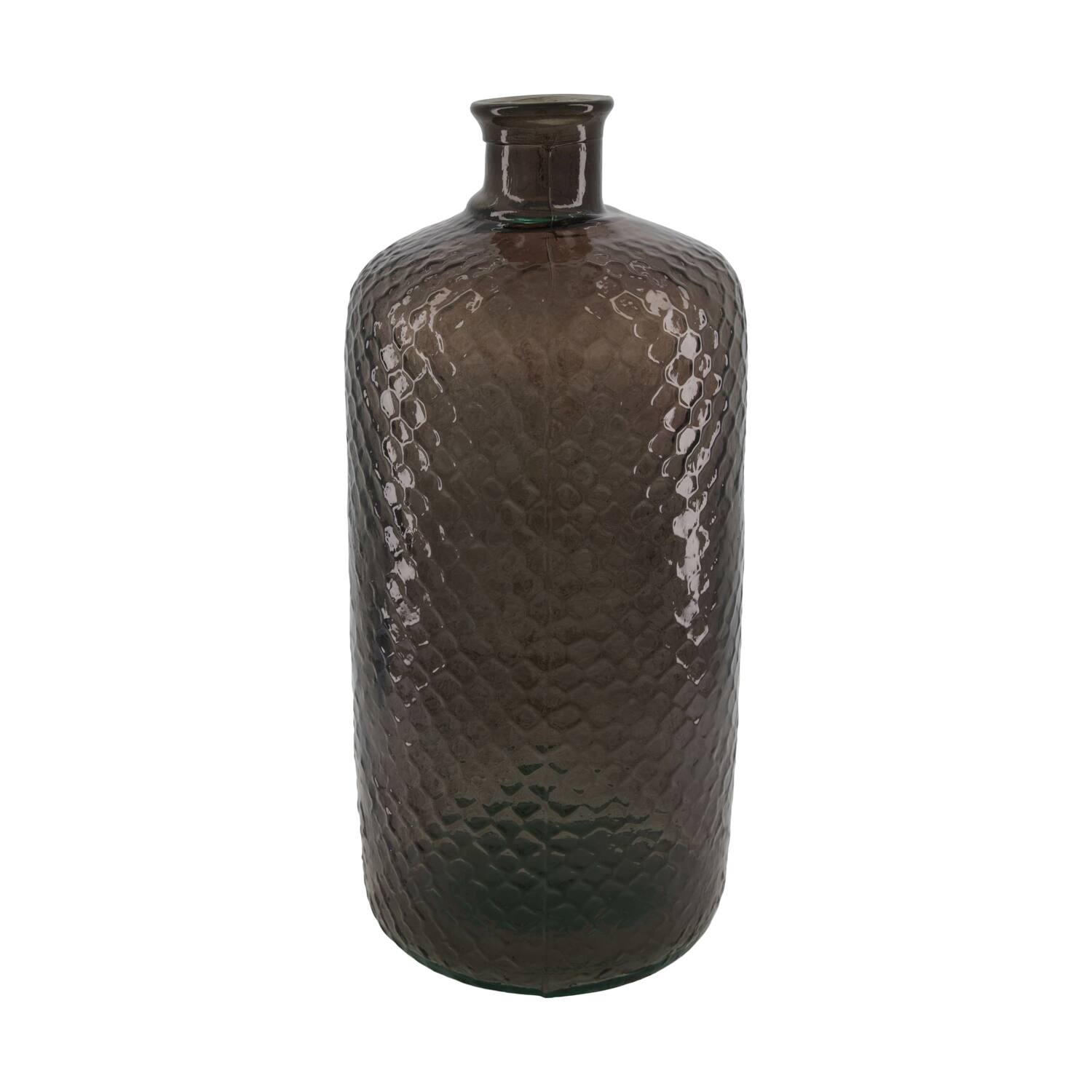 Bottle round recycled glass 19x19x42cm