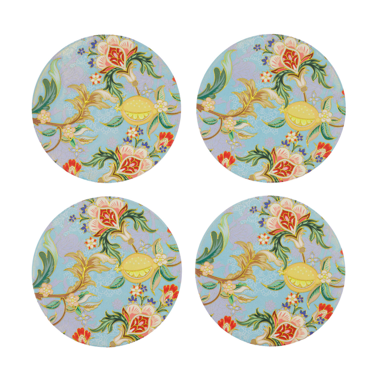 Decorative tile round ceramic with magnet 10.3x10.3x0.7cm 4pc