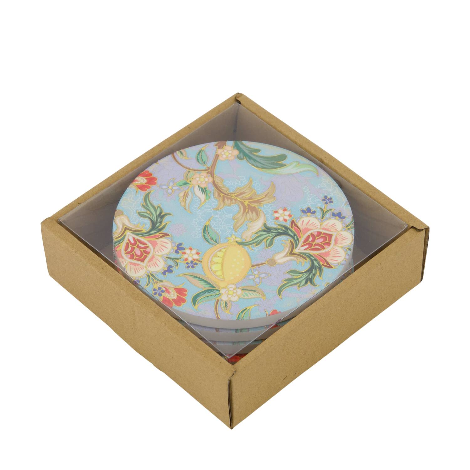 Decorative tile round ceramic with magnet 10.3x10.3x0.7cm 4pc