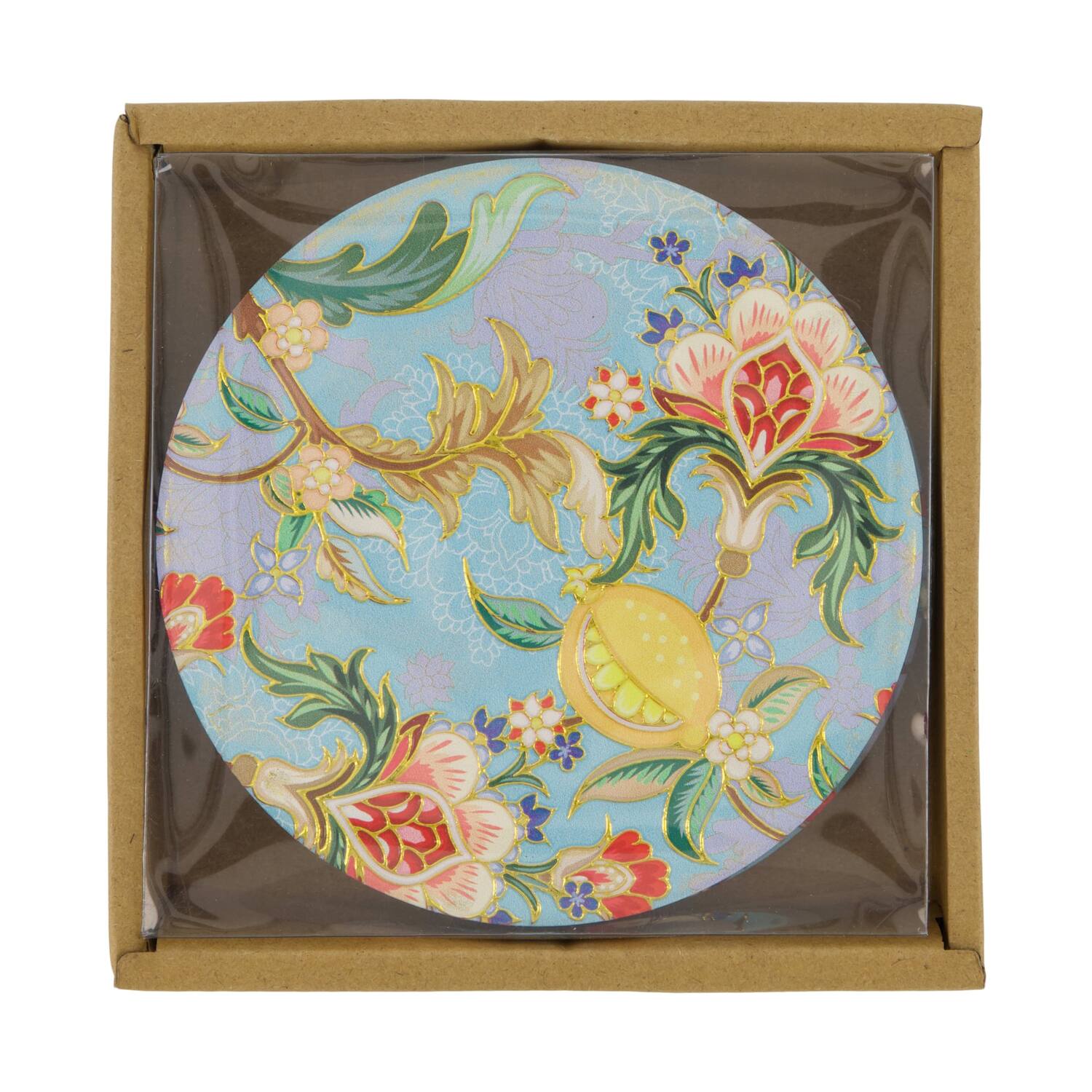 Decorative tile round ceramic with magnet 10.3x10.3x0.7cm 4pc