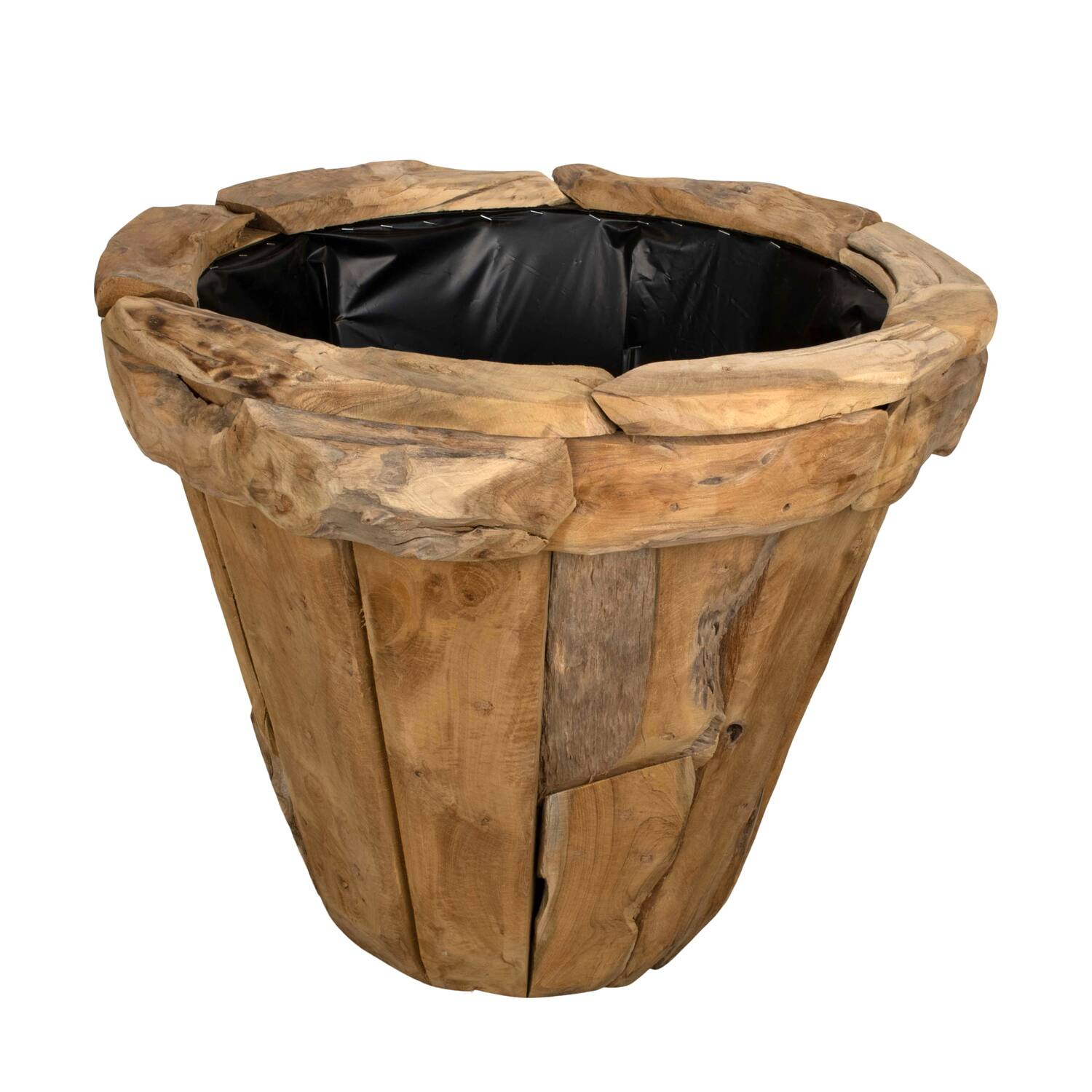Planter teak wood with plastic 58x58x52cm
