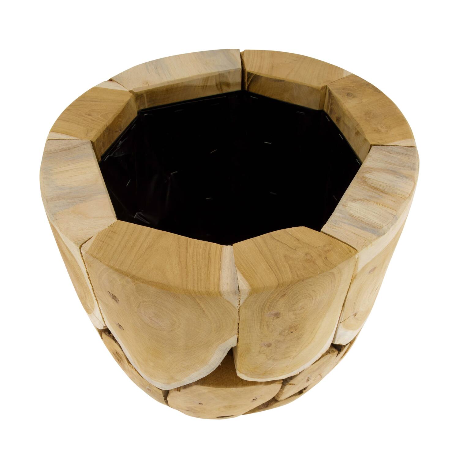 Planter teak wood with plastic 38x38x38cm - Natural
