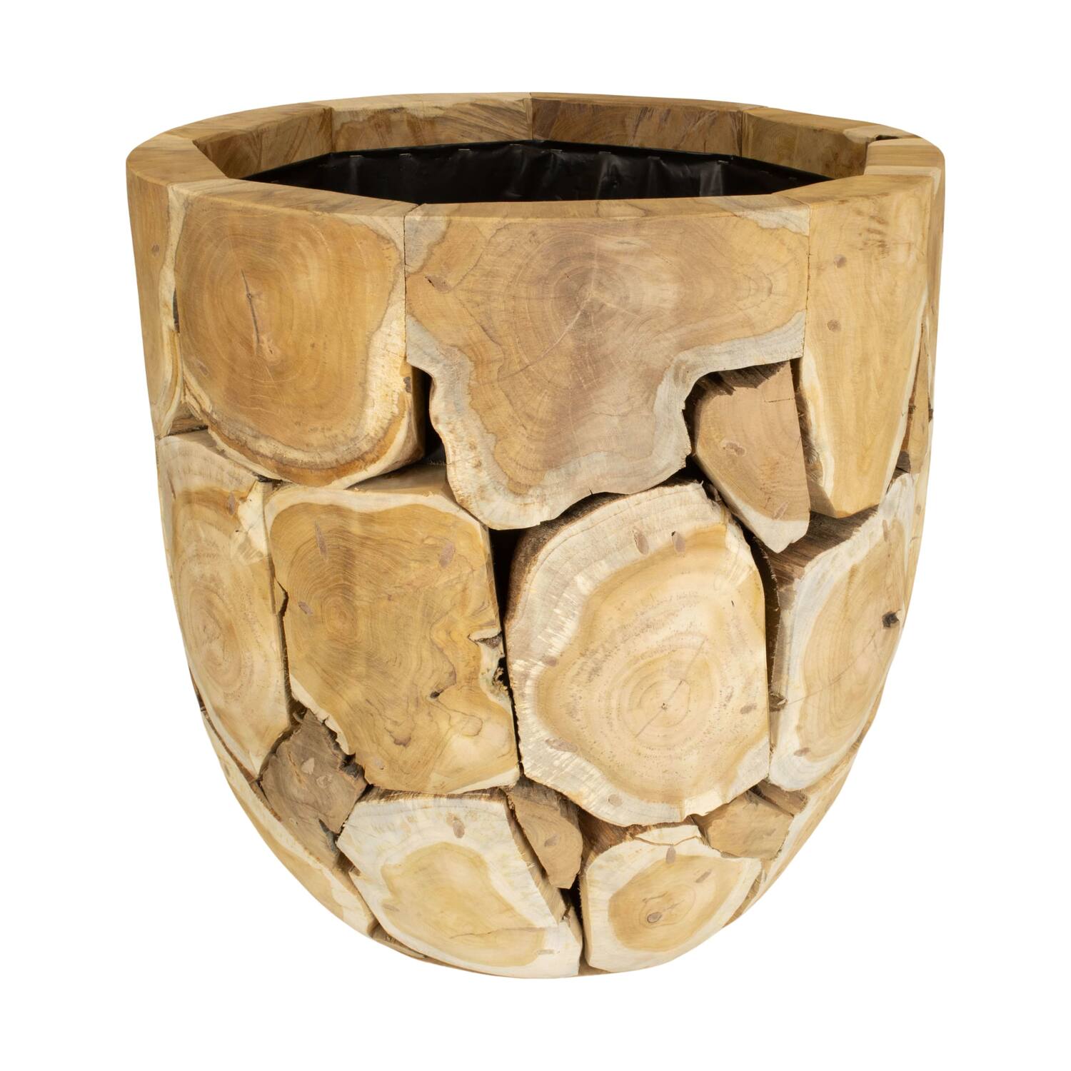 Planter teak wood with plastic 58x58x58cm - Natural