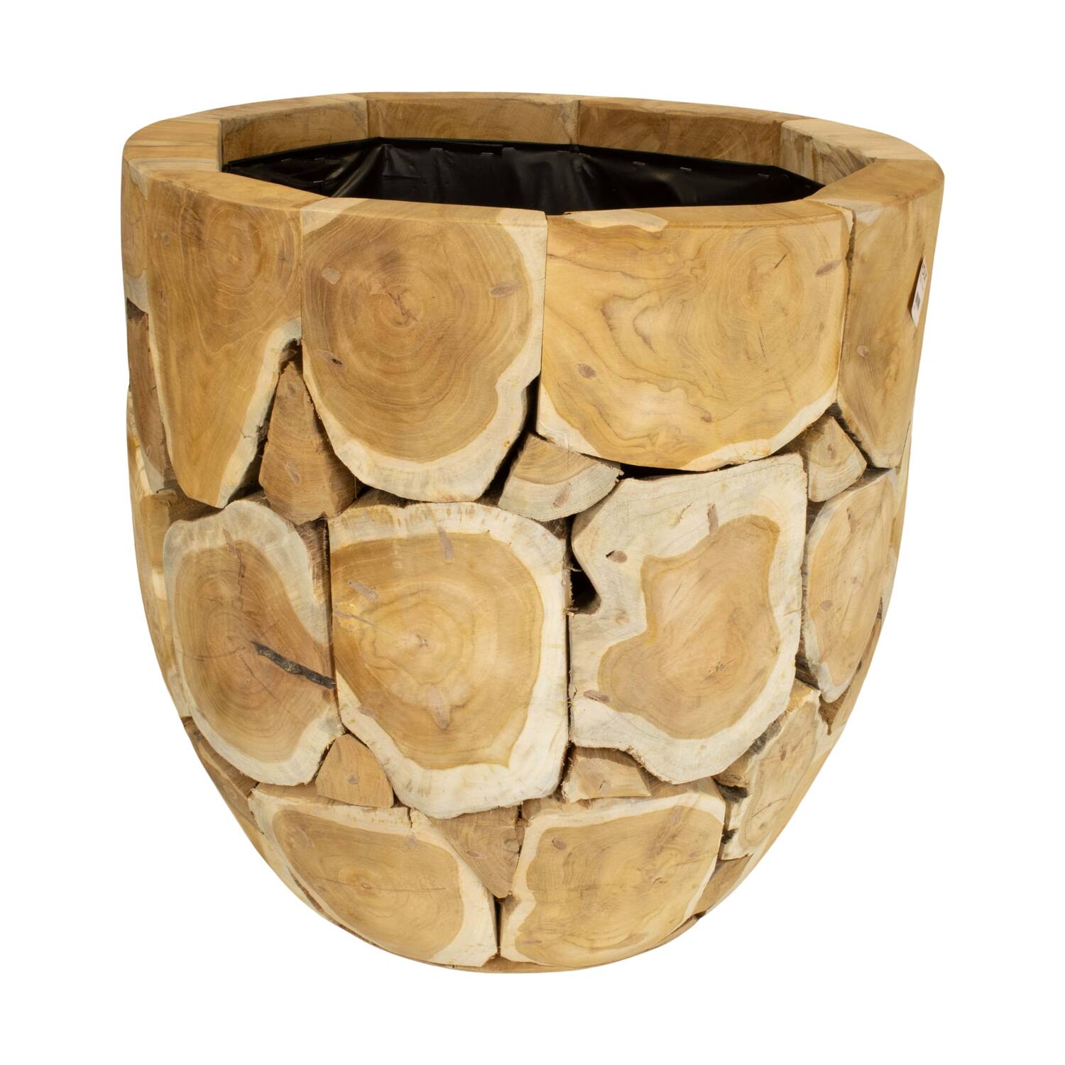 Planter teak wood with plastic 58x58x58cm - Natural