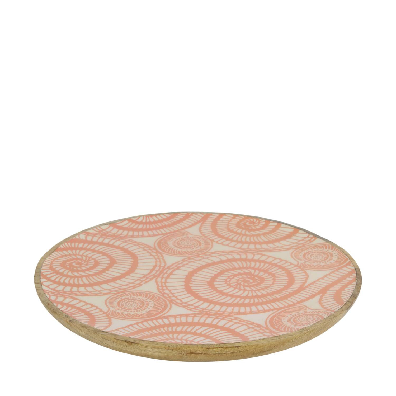 Tray shell print mango wood 28x28x2.5cm - Multi