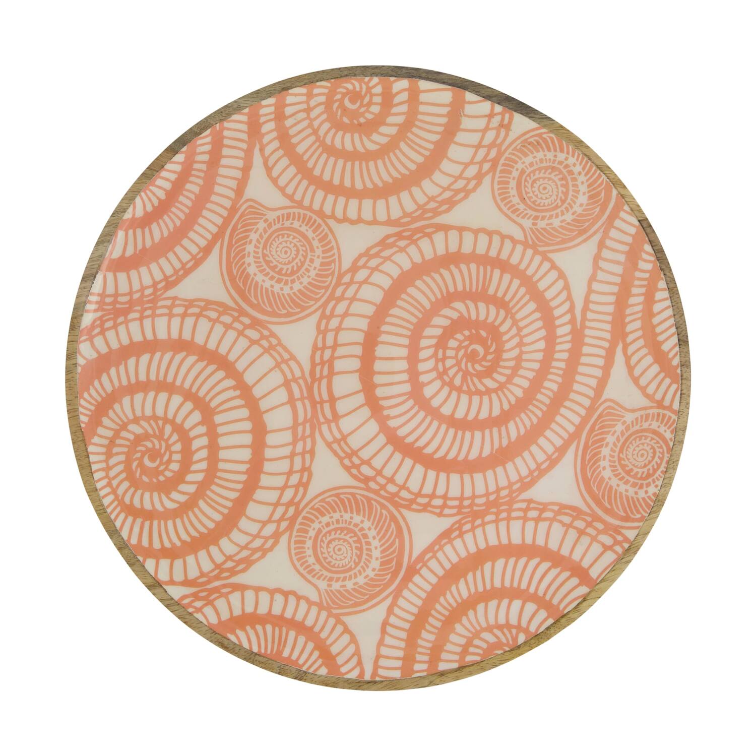 Tray shell print mango wood 28x28x2.5cm - Multi