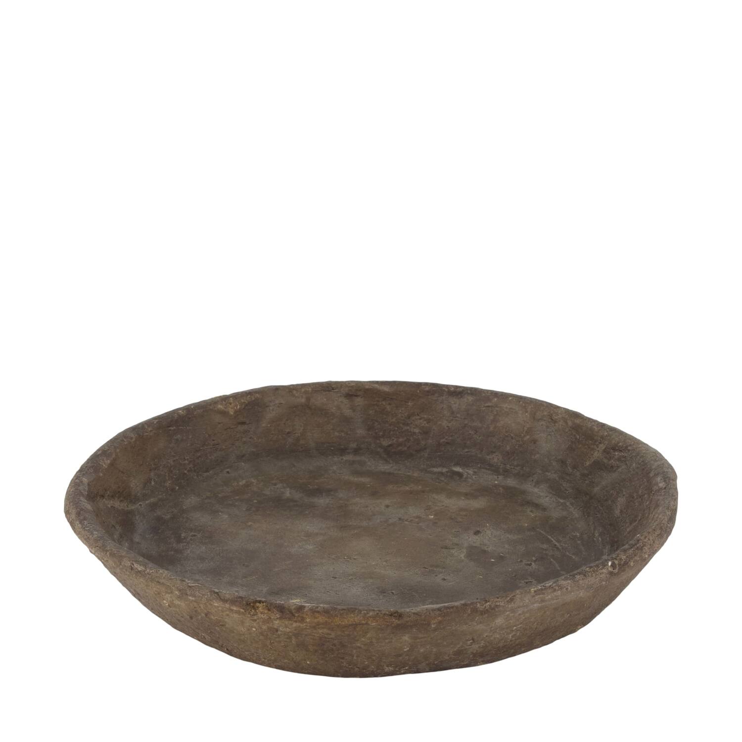 Plate round paper mache 28x28x5cm - Brown