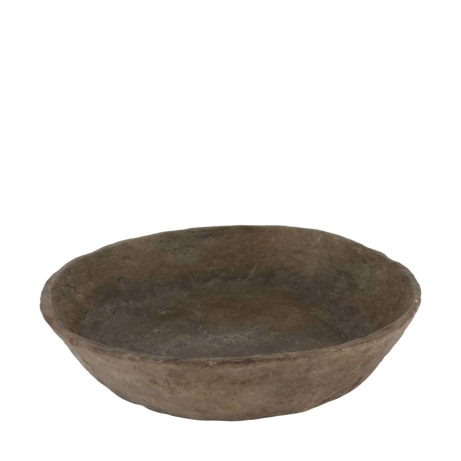 Plate round paper mache 38x38x8cm - Brown