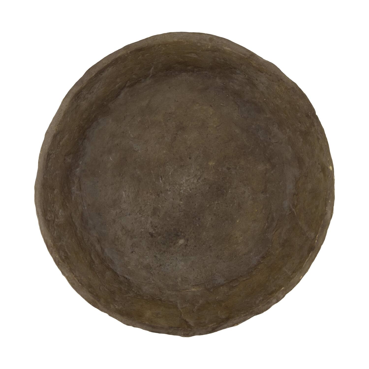 Plate round paper mache 38x38x8cm - Brown