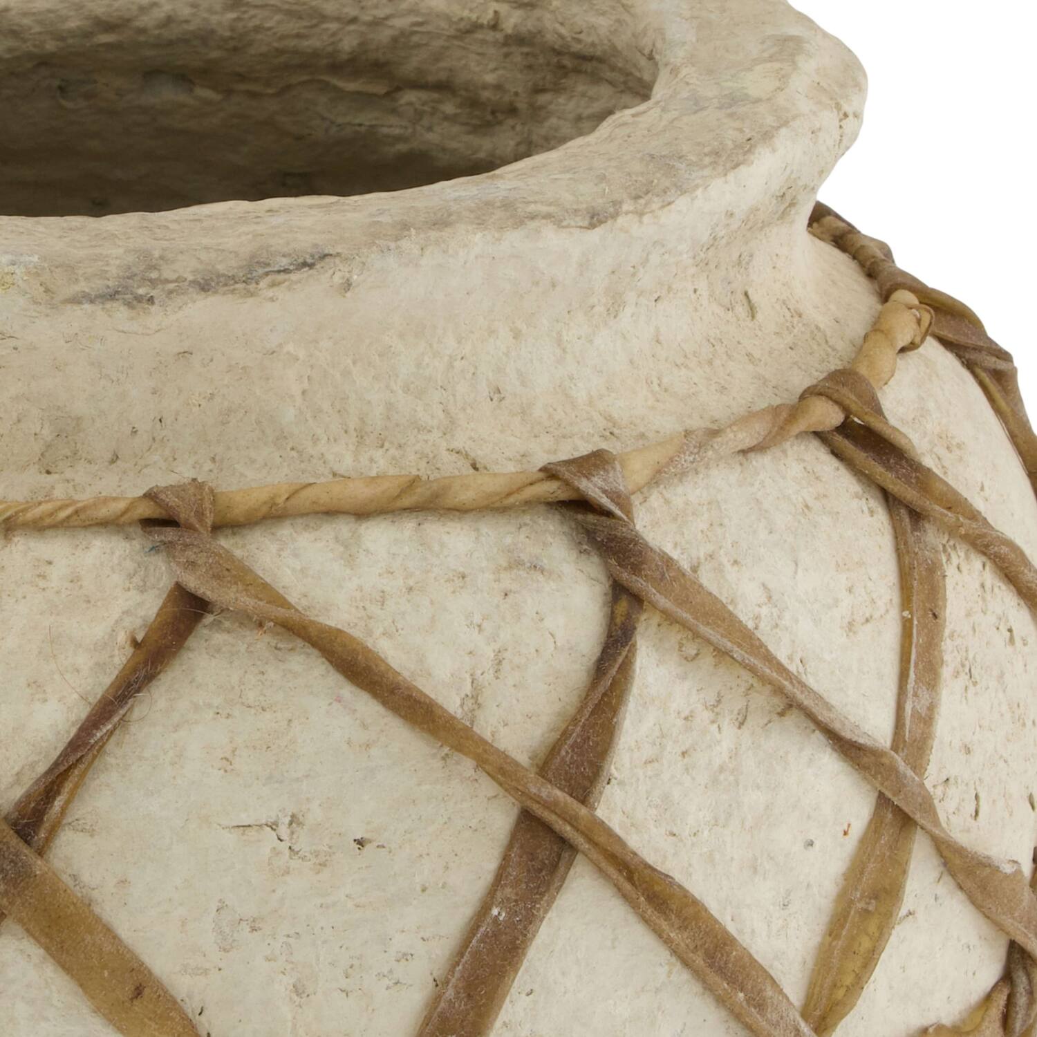 Planter round paper mache 26x26x23cm - Cream