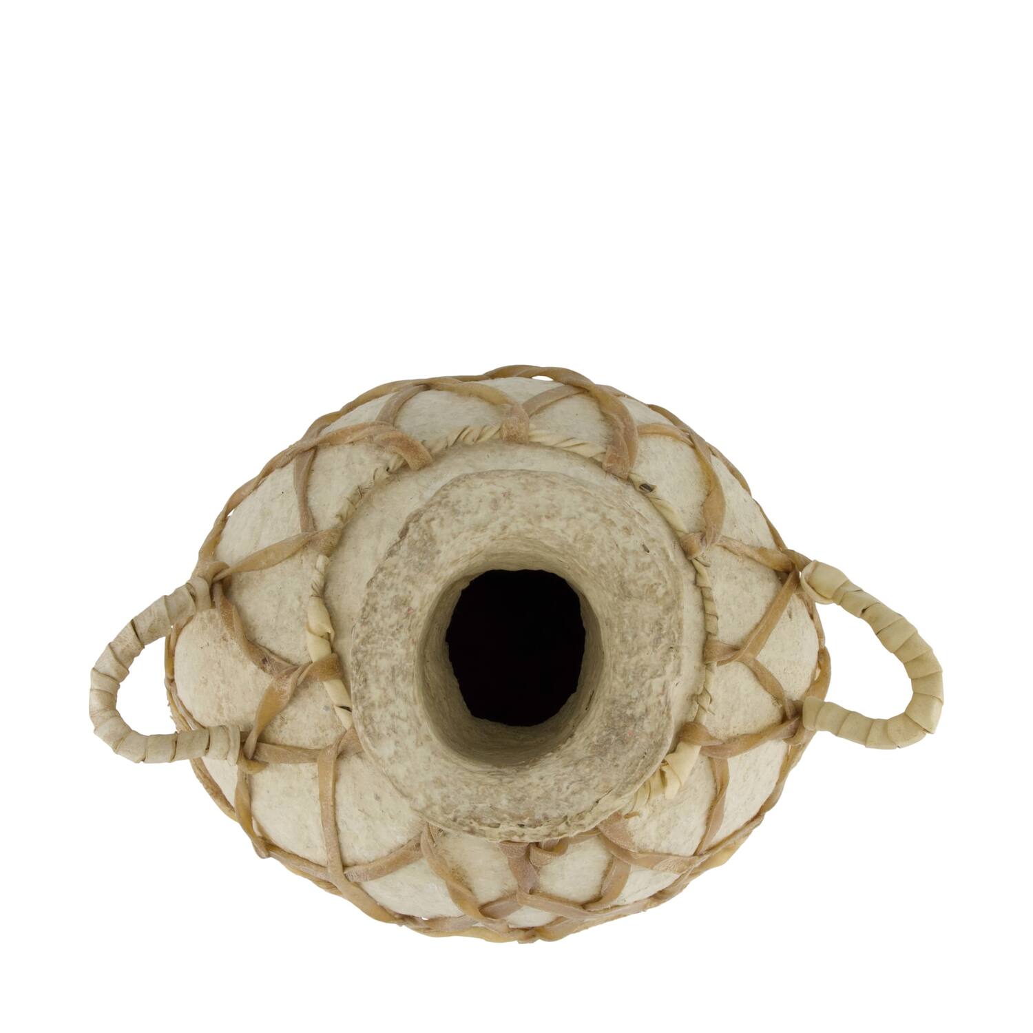 Vase round paper mache with handle 23x16x32cm - Cream