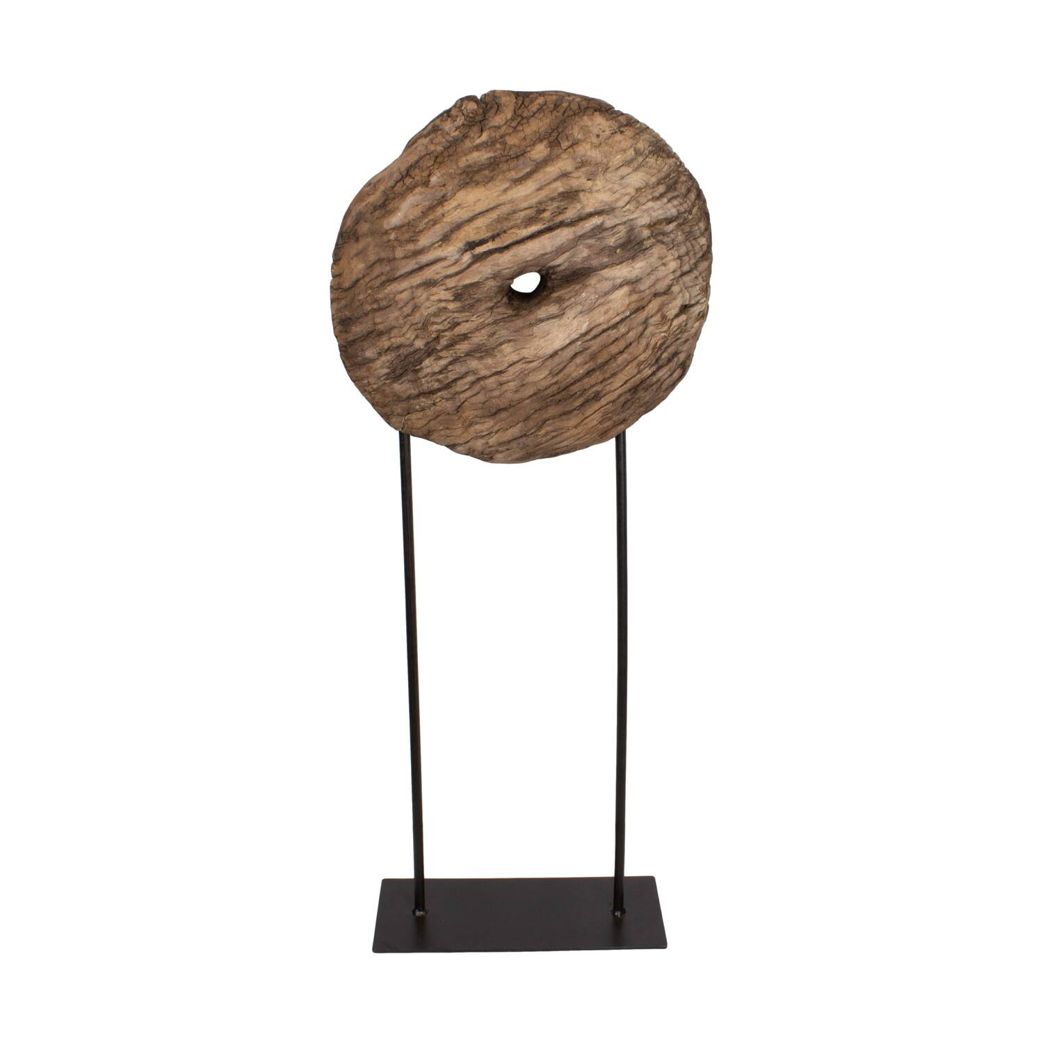 Statue round reclaimed wood vintage 46x20x120cm - Brown