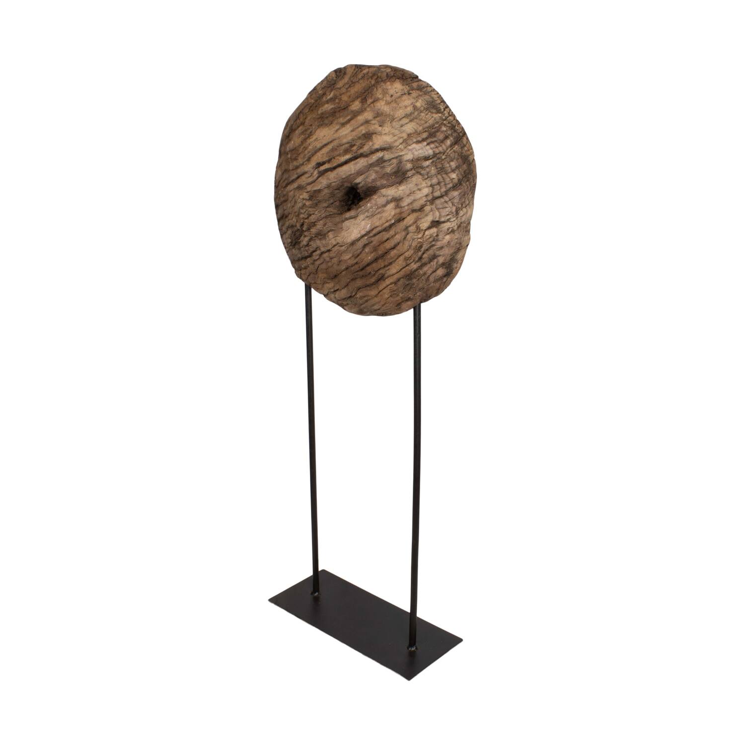 Statue round reclaimed wood vintage 46x20x120cm - Brown