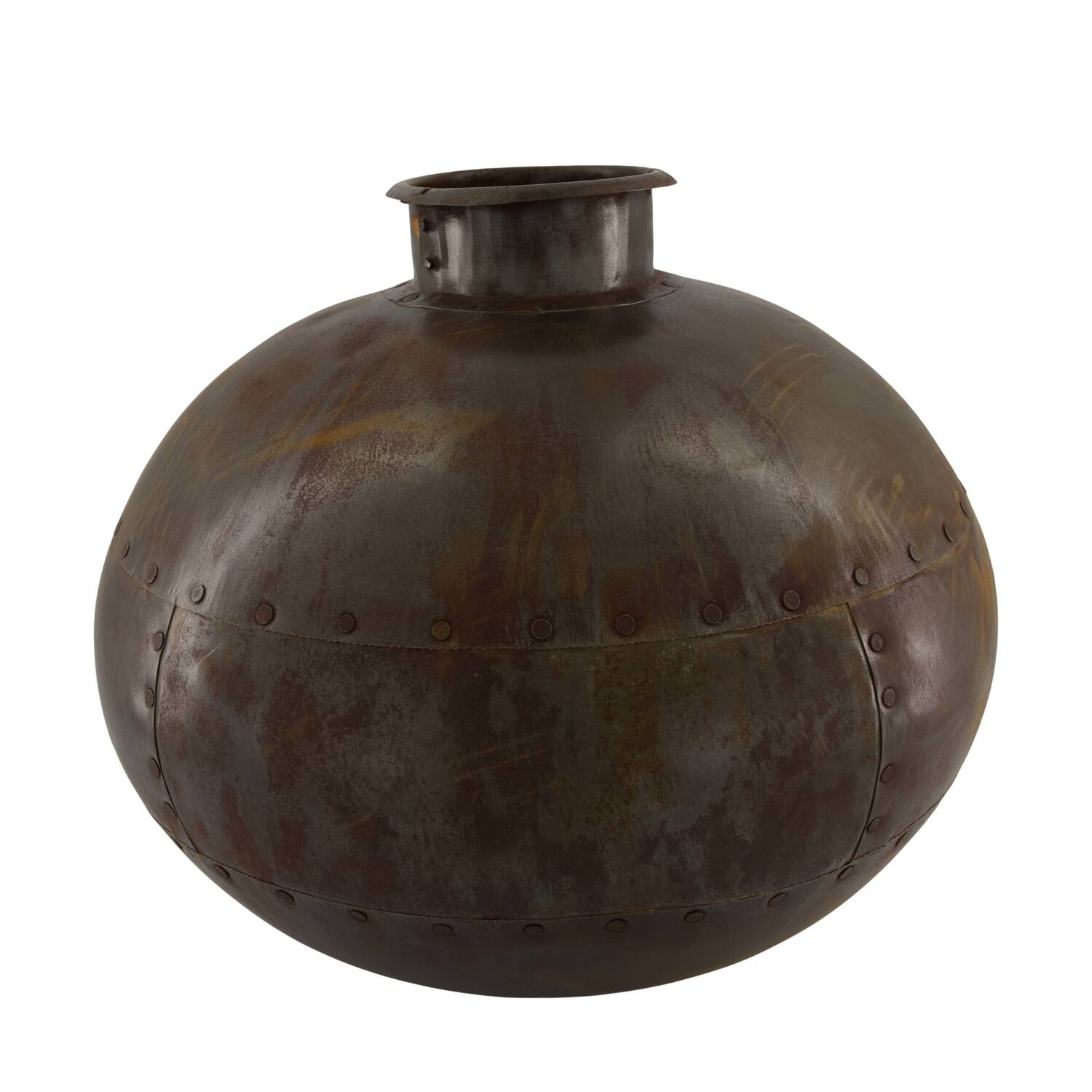 Vase round iron vintage 35x35x25cm - Brown