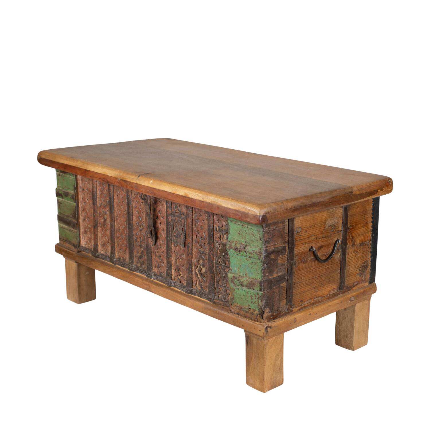 Box rectangular reclaimed wood vintage 70x40x40cm - Natural