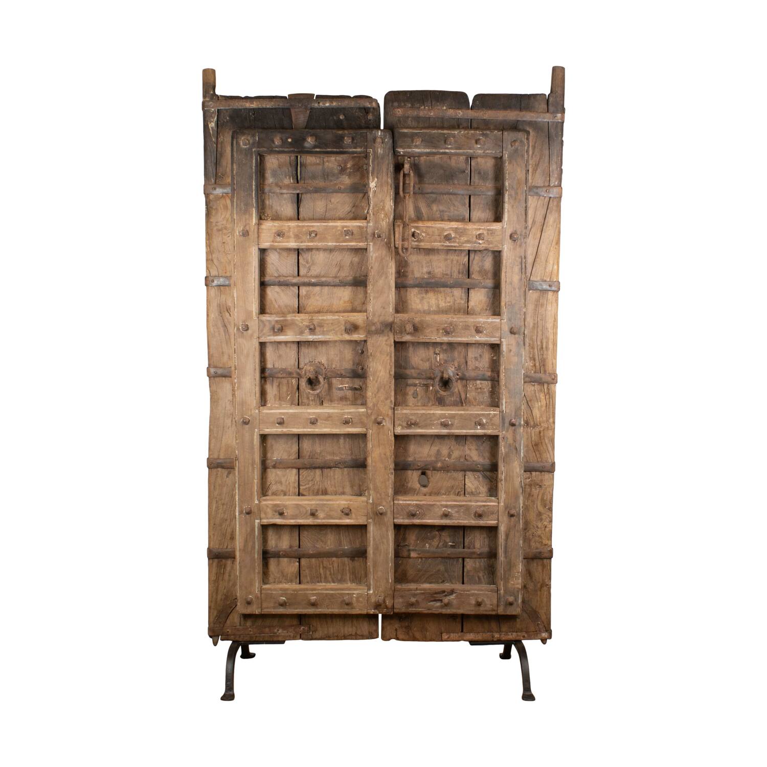 Door rectangular double reclaimed wood vintage 98x99x190cm - Cream