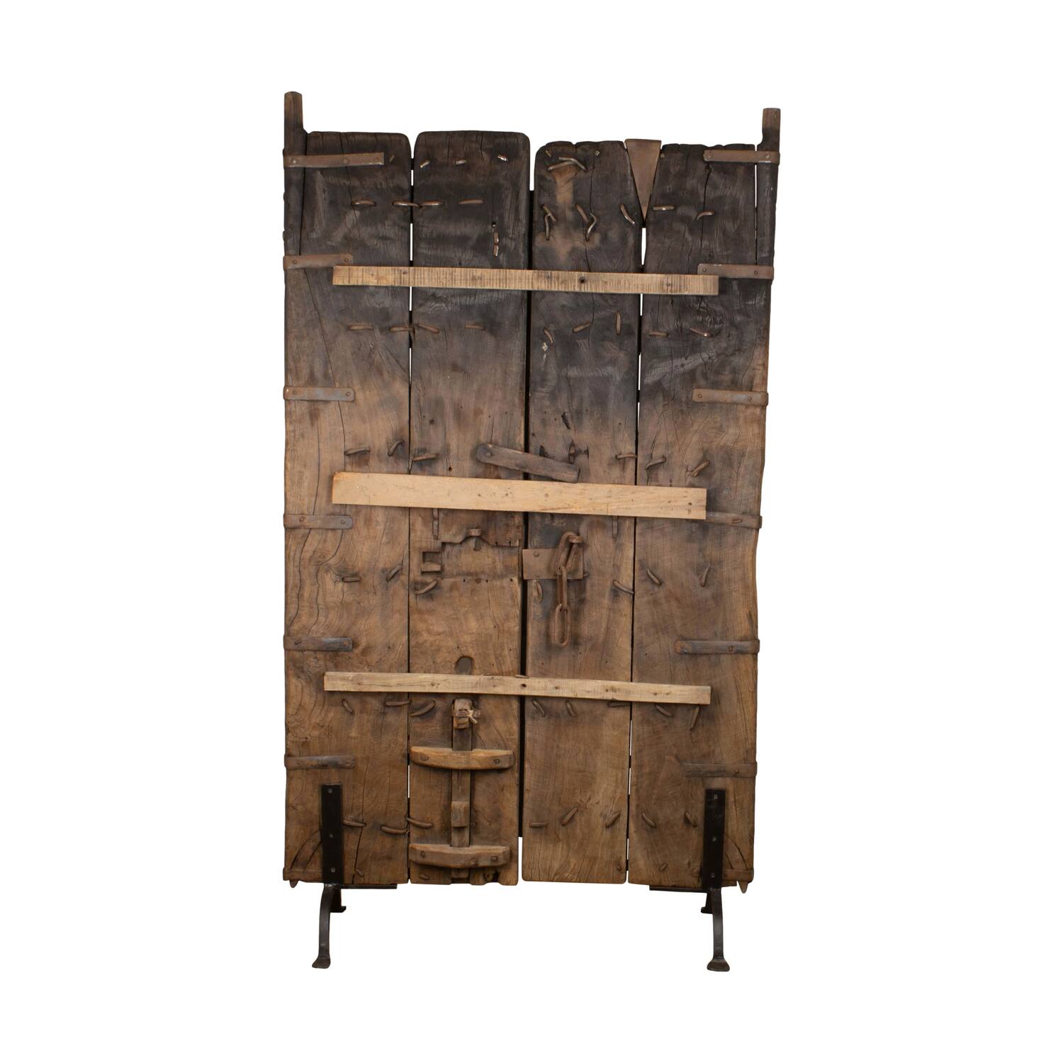 Door rectangular double reclaimed wood vintage 98x99x190cm - Cream