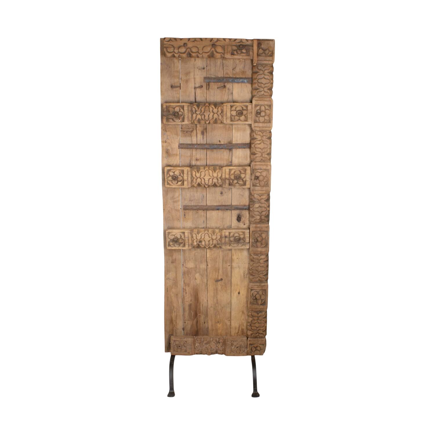 Door rectangular reclaimed wood vintage 42x47x190cm - Cream