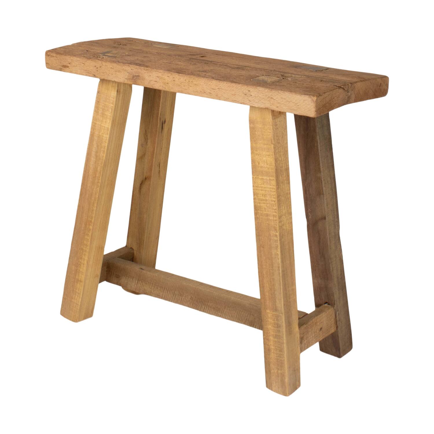 Stool rectangular reclaimed wood 50x20x45cm - Natural