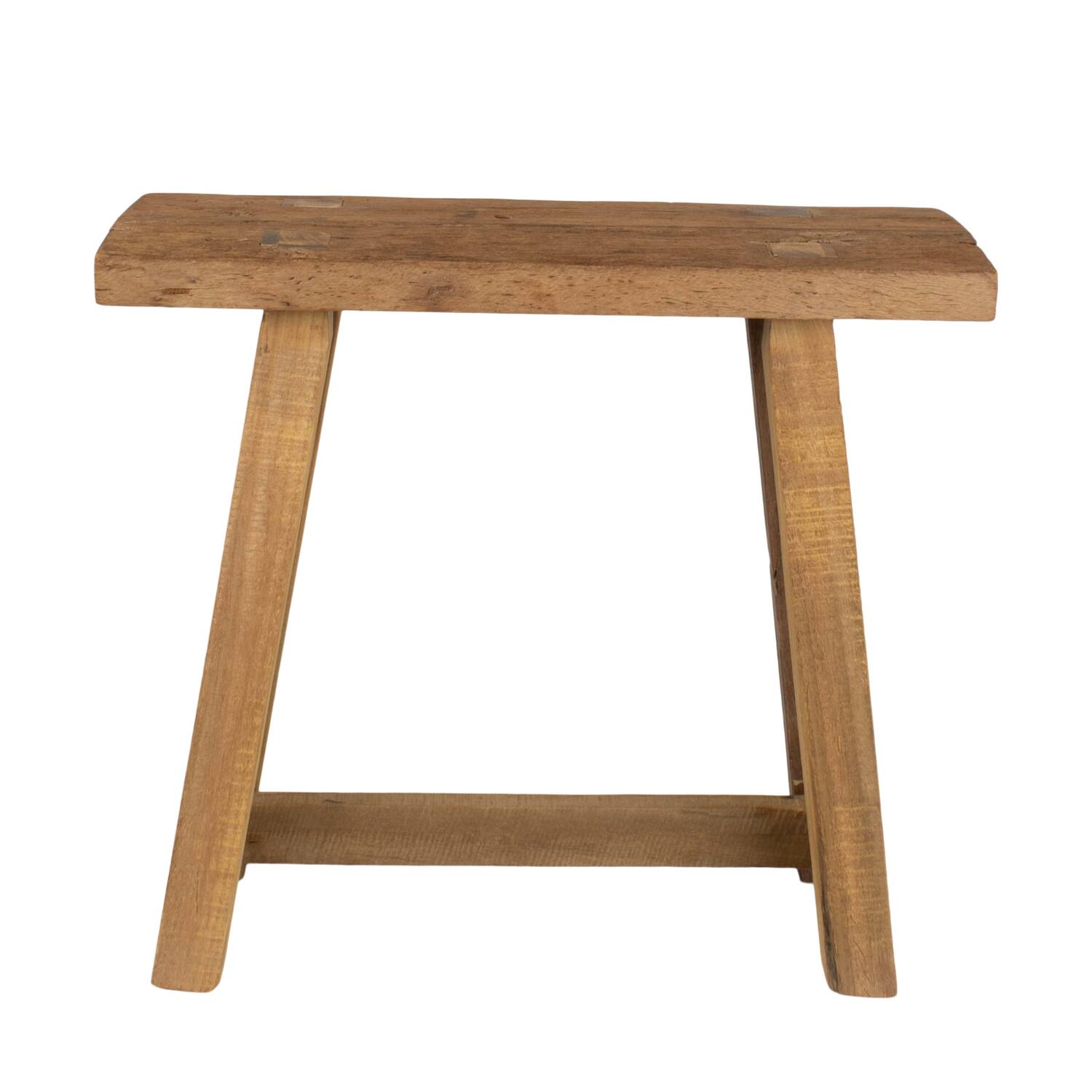 Stool rectangular reclaimed wood 50x20x45cm - Natural