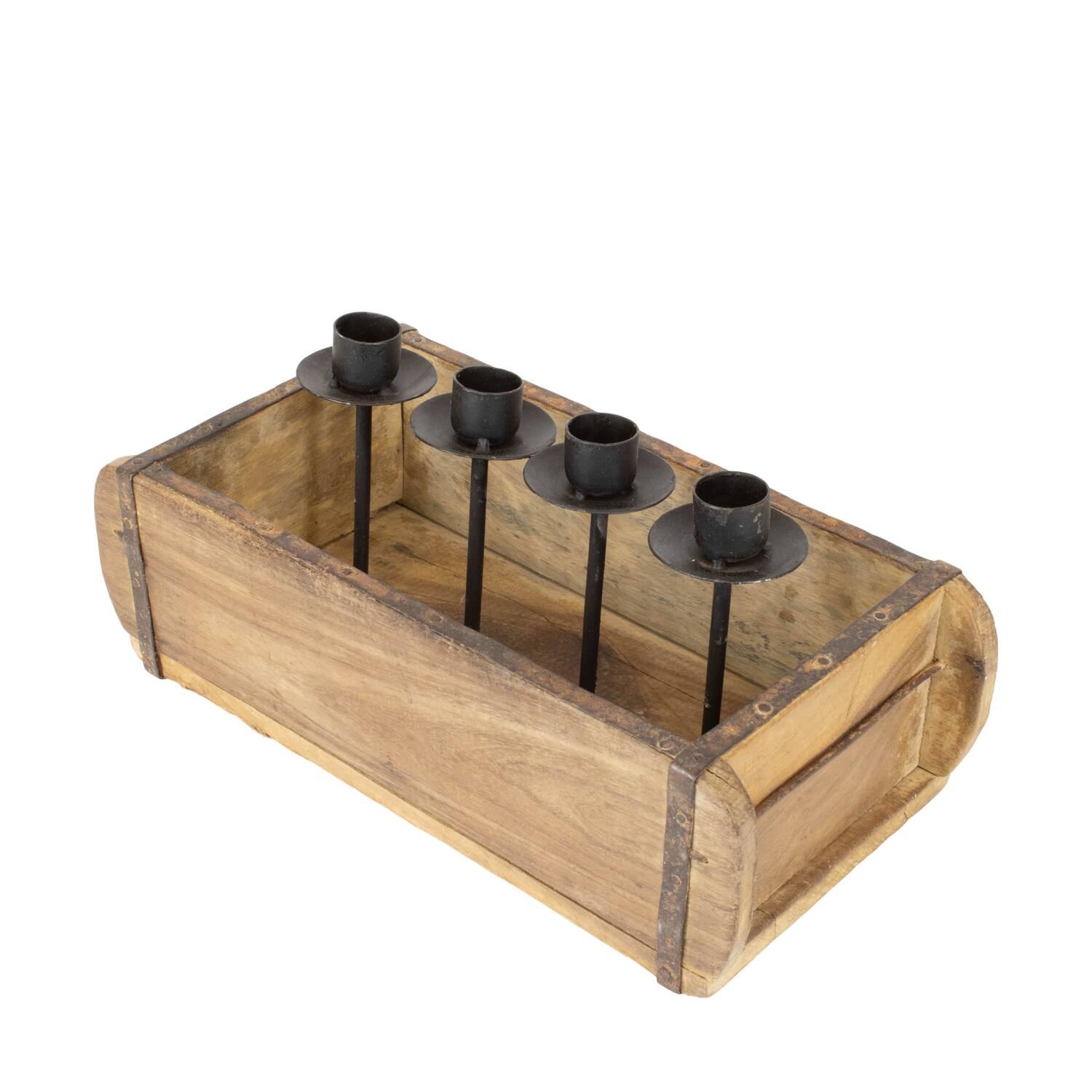 Dinnercandle holder brickmould reclaimed wood vintage 31x14x16cm - Natural