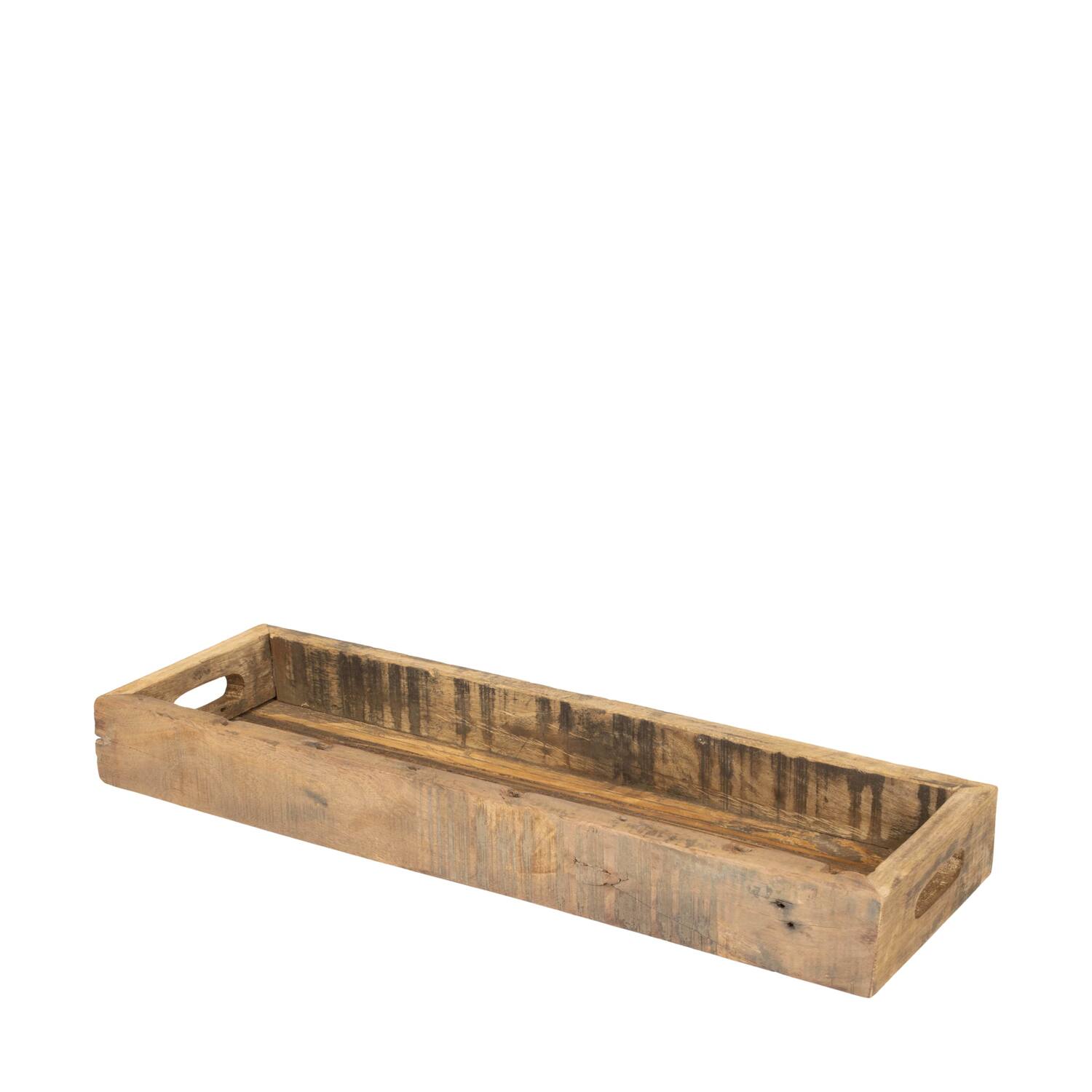Tray rectangular reclaimed wood 58x18x6.5cm