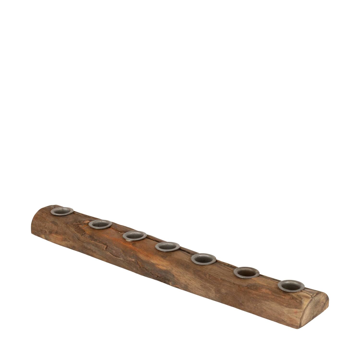 Dinnercandle holder reclaimed wood vintage 46x7x3cm - Natural