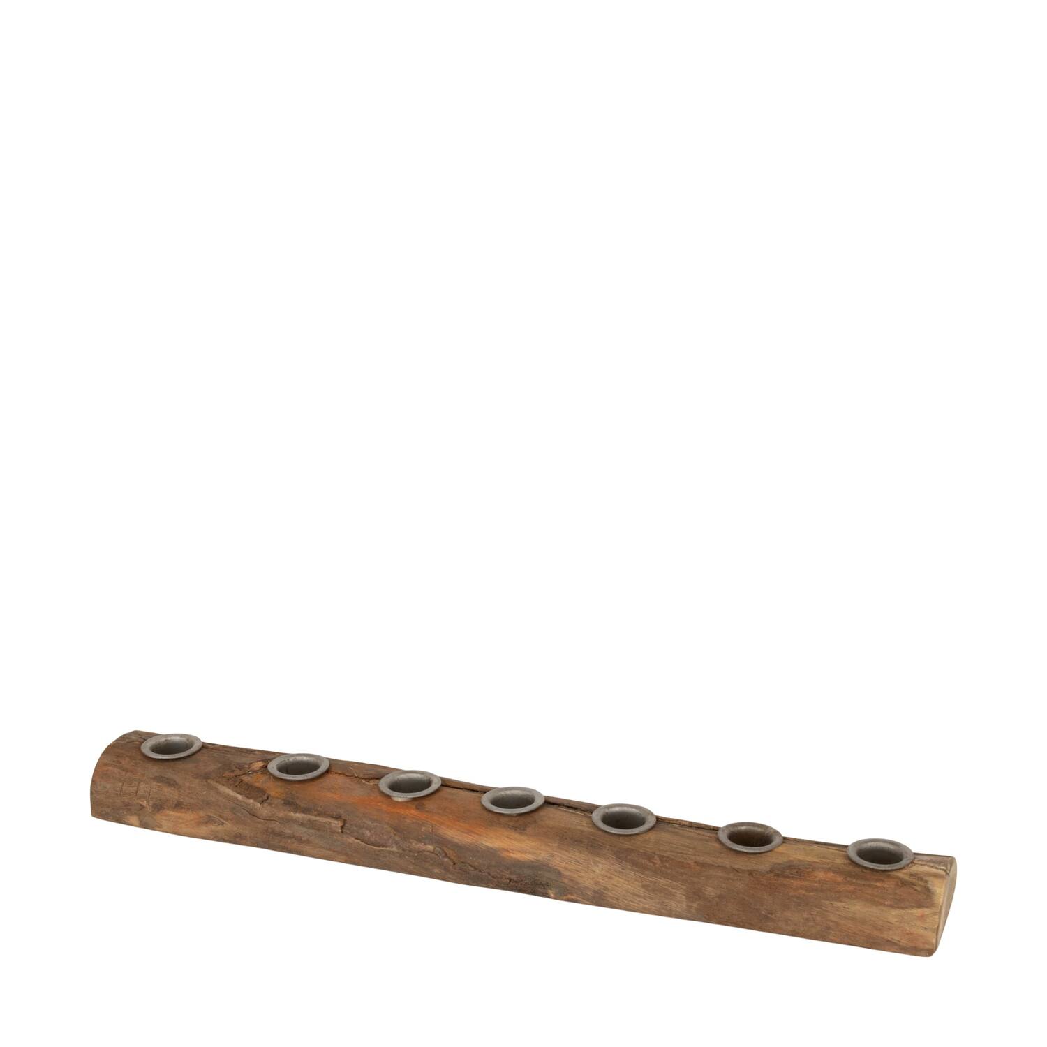 Dinnercandle holder reclaimed wood vintage 46x7x3cm - Natural