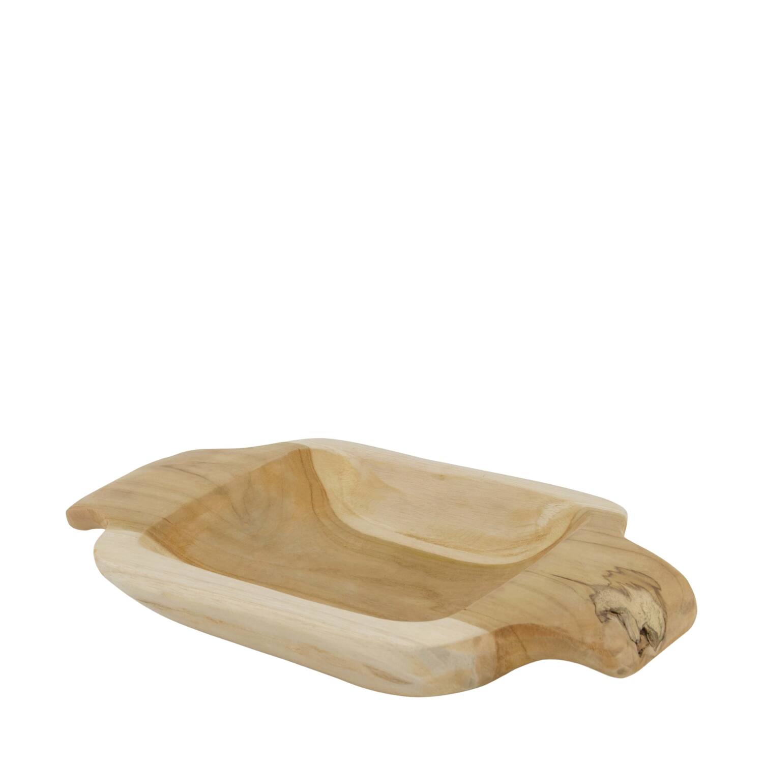 Bowl rectangular teak wood with handle 28x18x4cm