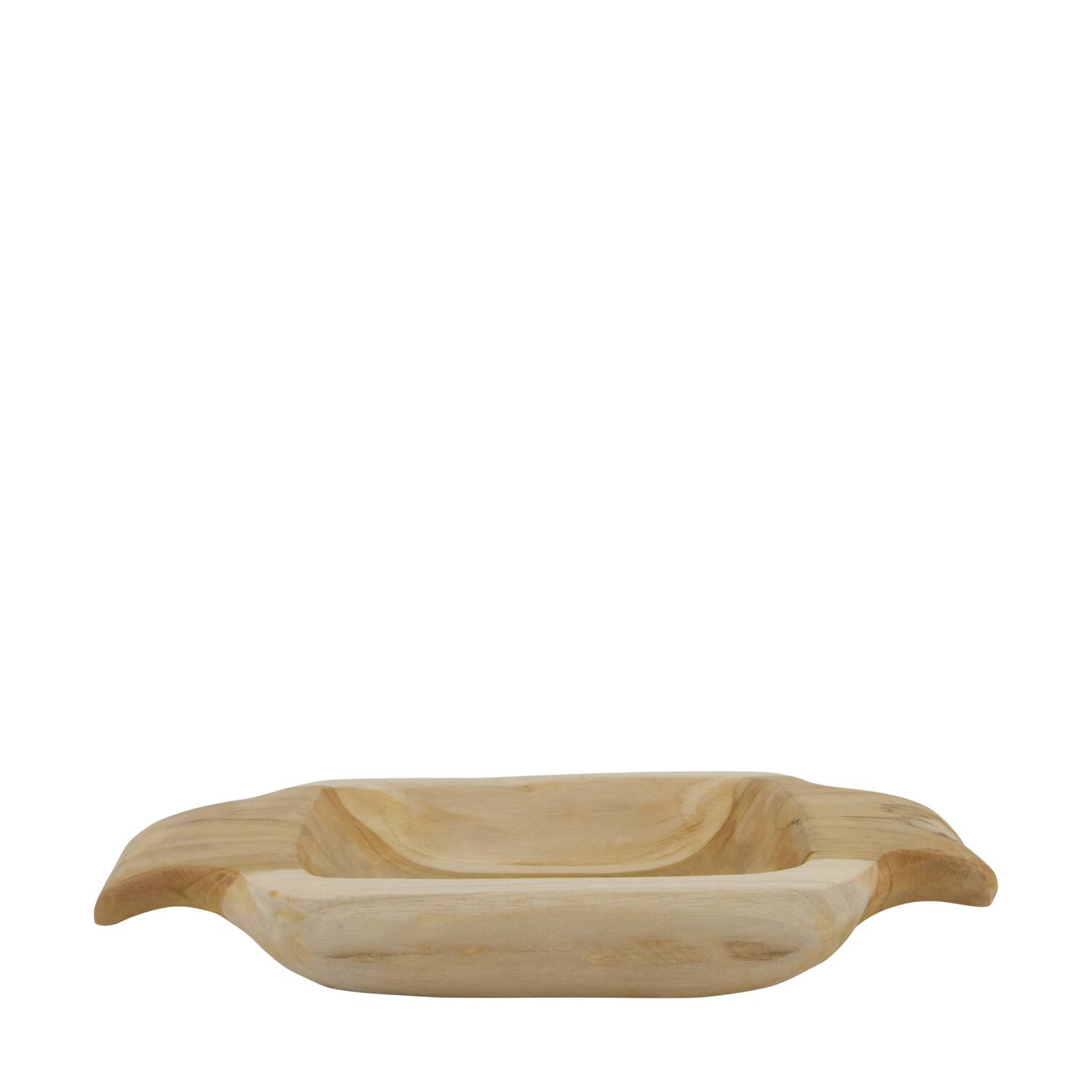 Bowl rectangular teak wood with handle 28x18x4cm