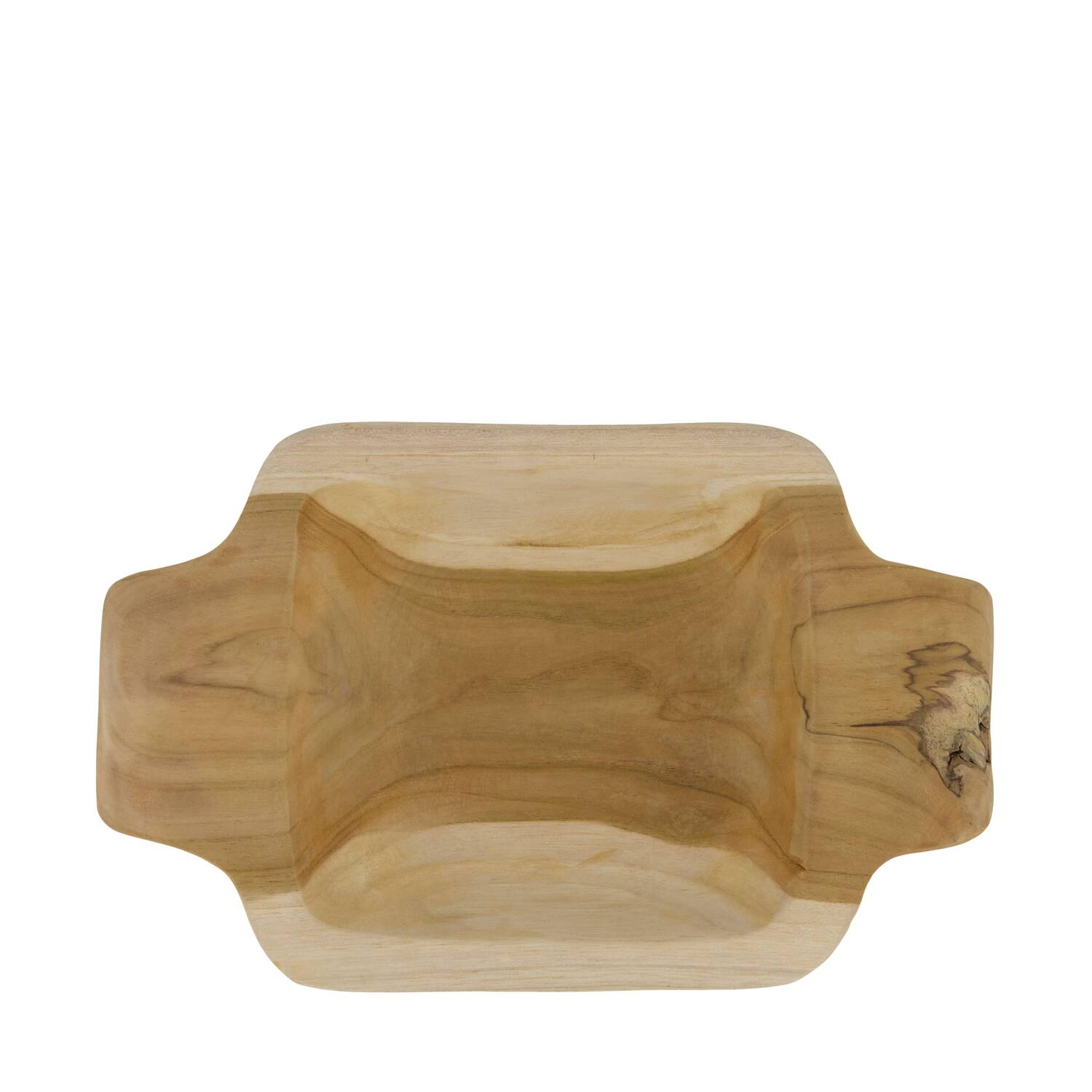 Bowl rectangular teak wood with handle 28x18x4cm