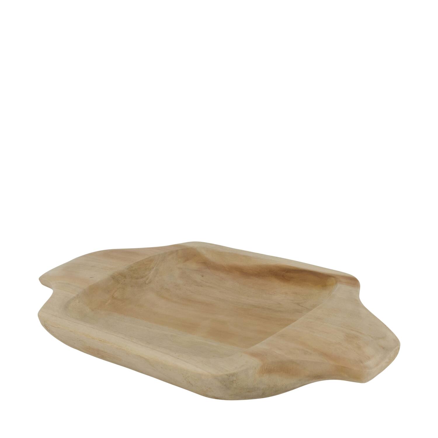 Bowl rectangular teak wood with handle 38x28x5cm