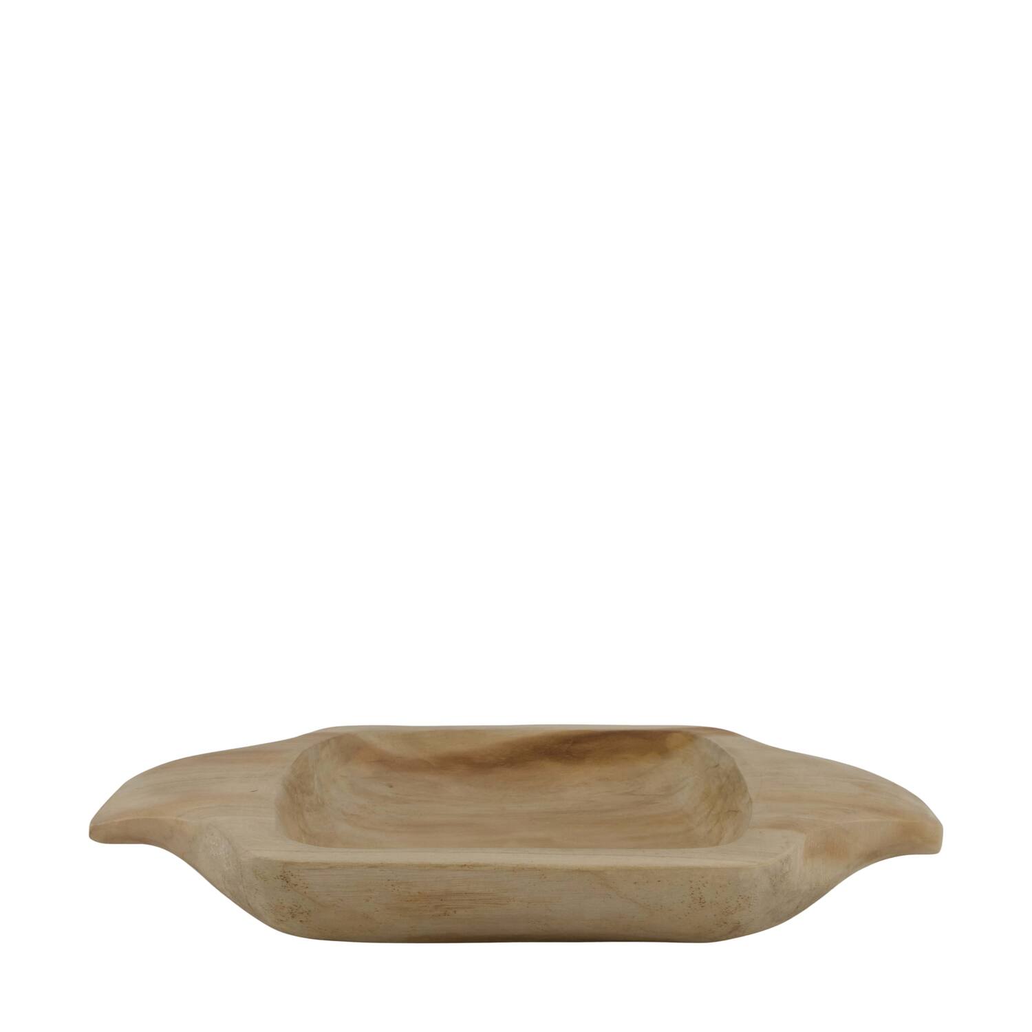 Bowl rectangular teak wood with handle 38x28x5cm