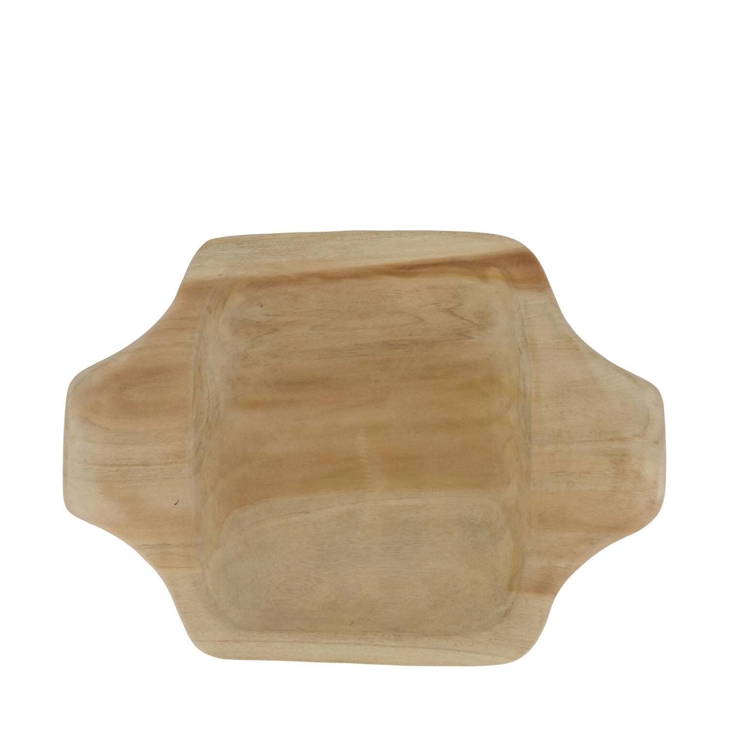 Bowl rectangular teak wood with handle 38x28x5cm