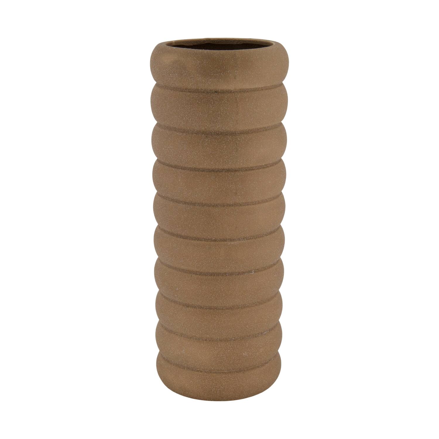Vase round ceramic 9.5x9.5x25cm - Brown