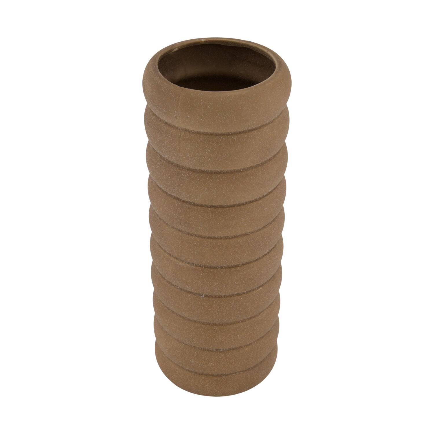 Vase round ceramic 9.5x9.5x25cm - Brown