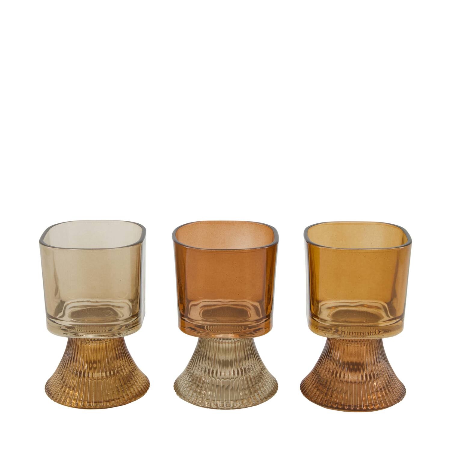 Tealight holder glass 7.5x7.5x11.5cm  - Brown