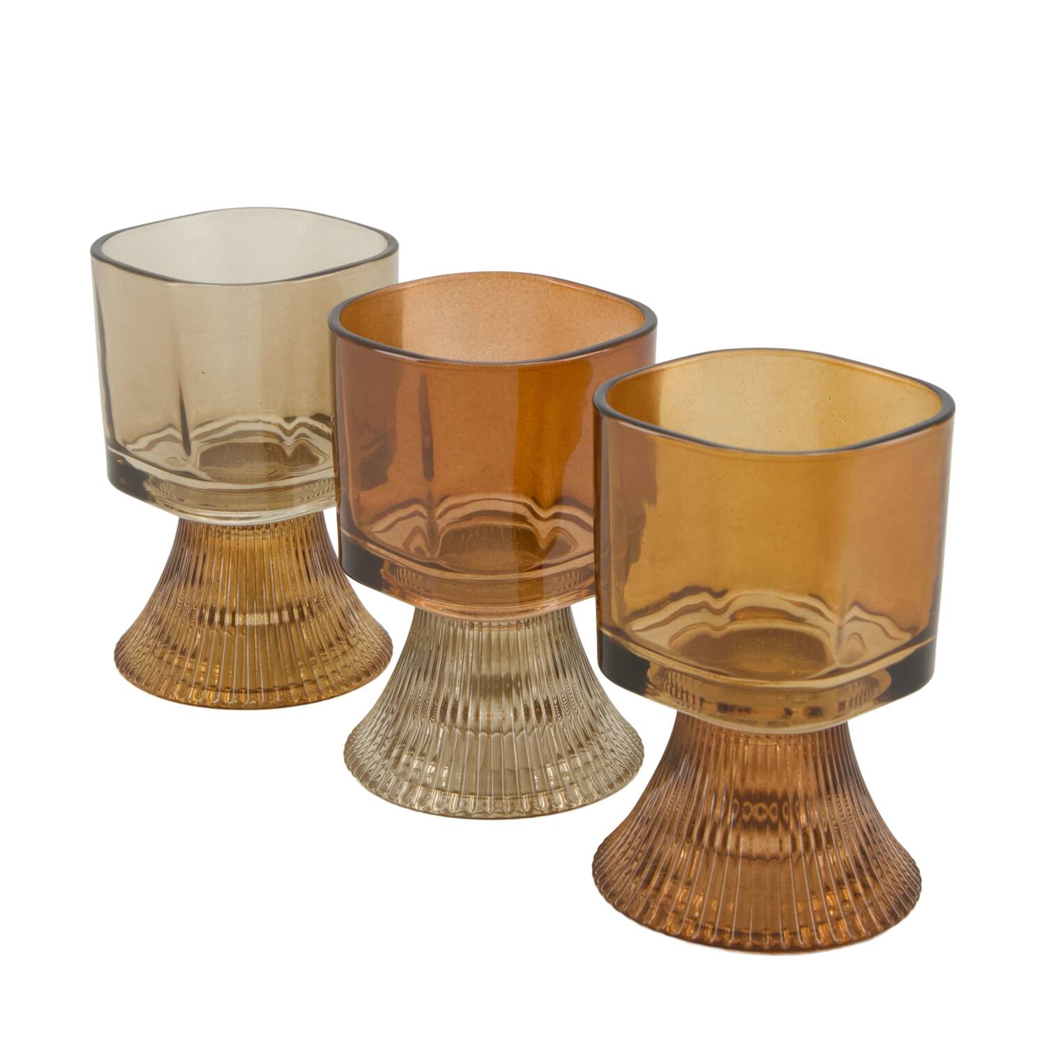 Tealight holder glass 7.5x7.5x11.5cm  - Brown