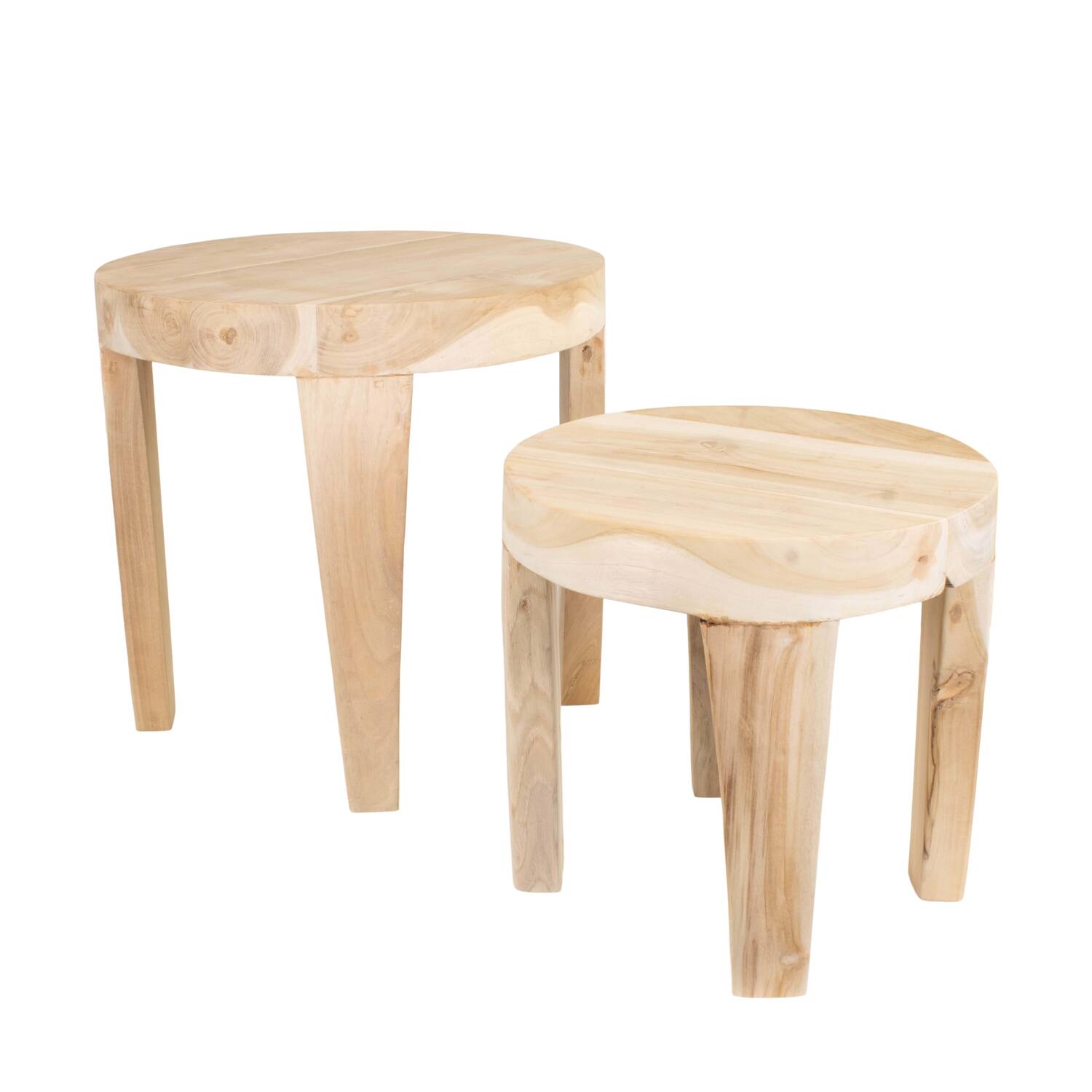 Table round teak wood 49x49x45cm S2 - Natural