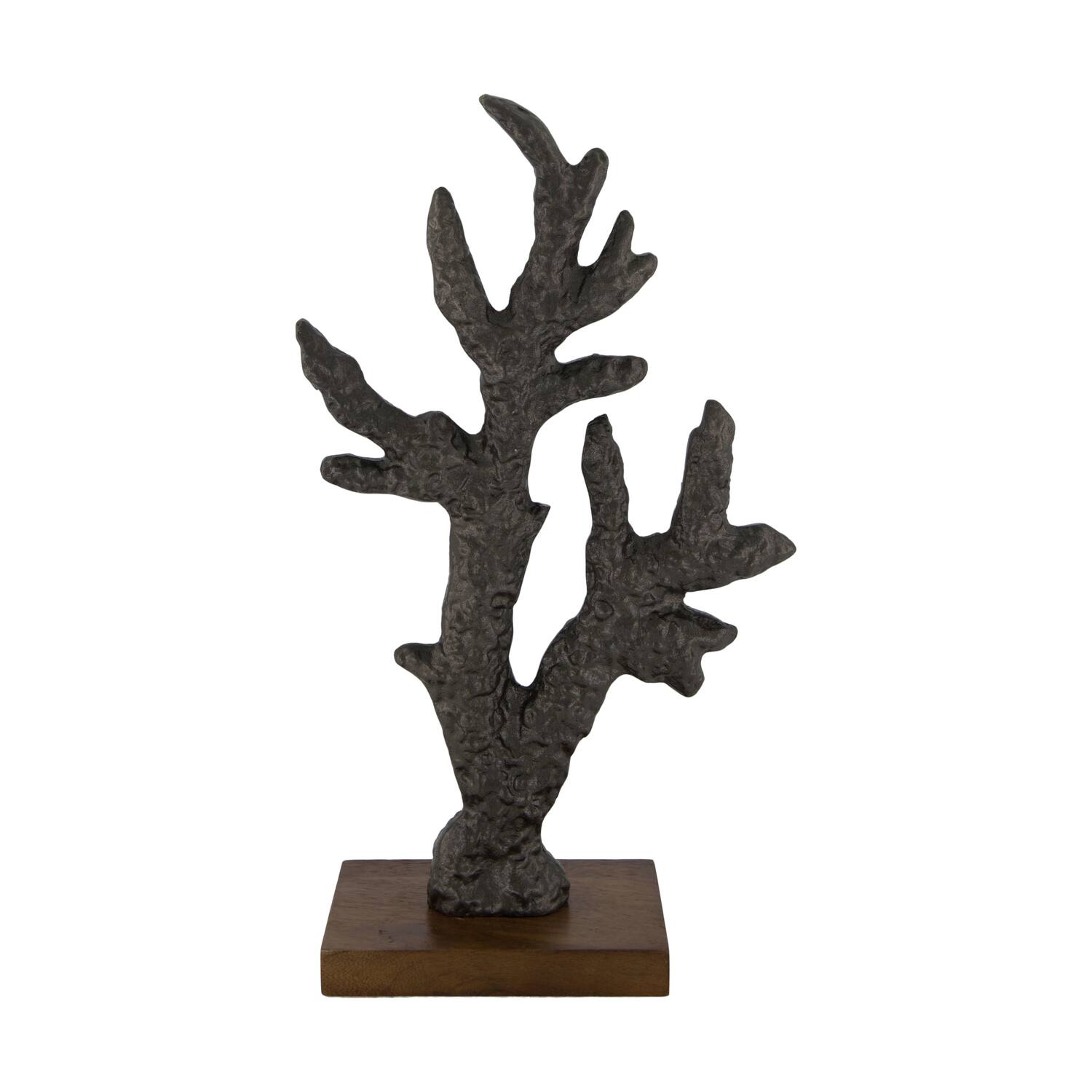 Statue with mango wood base aluminium 19x9x30cm - Brown