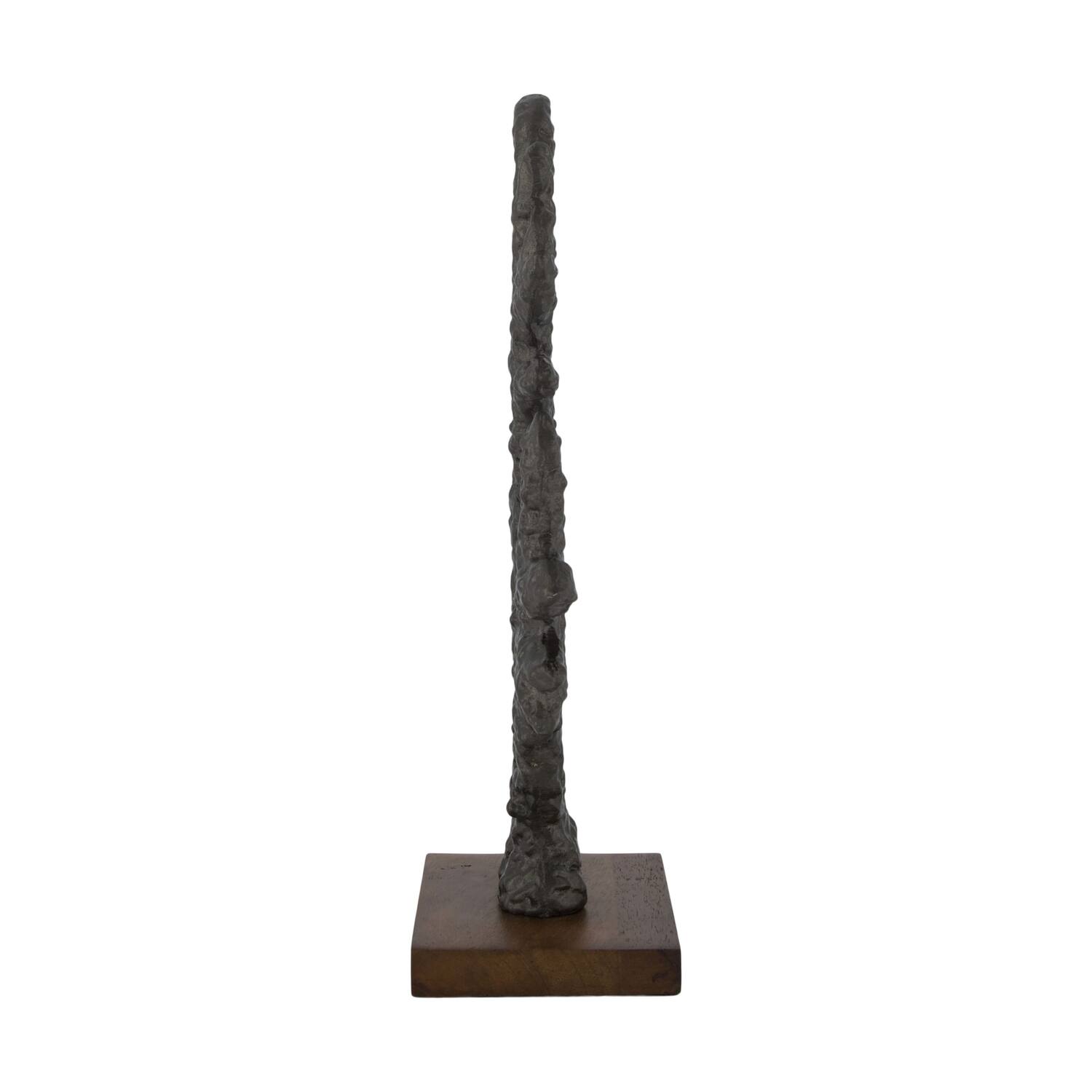 Statue with mango wood base aluminium 19x9x30cm - Brown