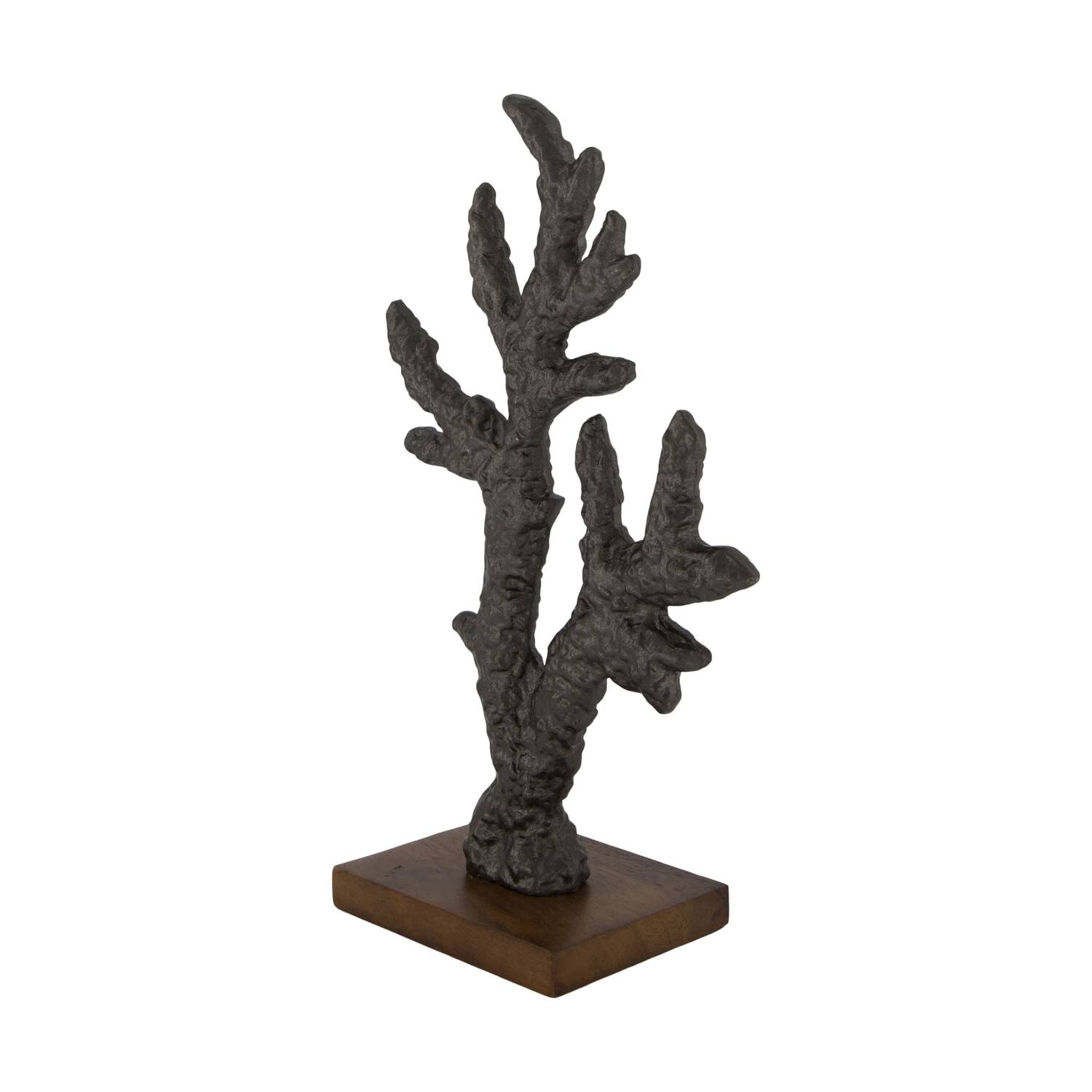 Statue with mango wood base aluminium 19x9x30cm - Brown