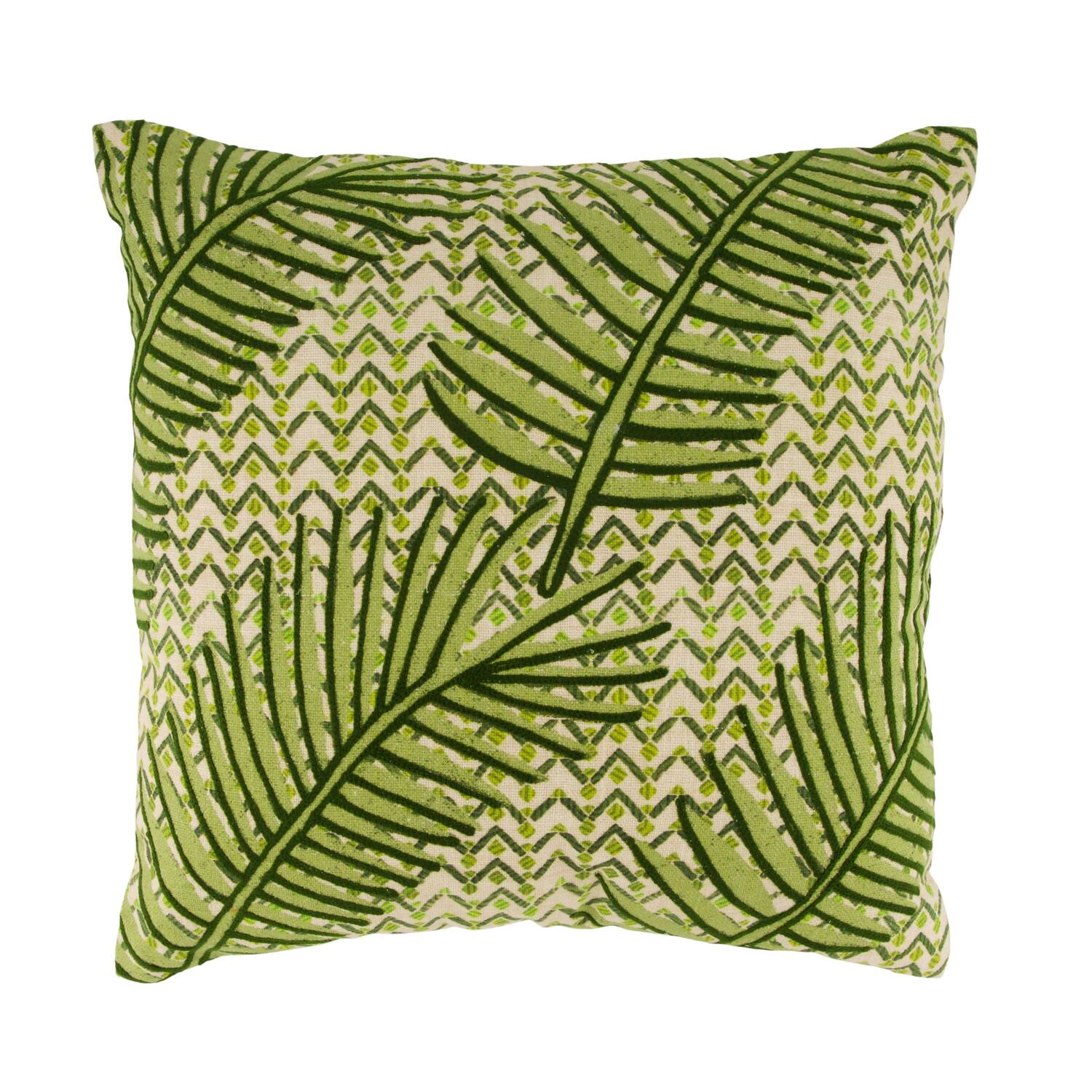 Cushion leaf print cotton 45x45x8cm
