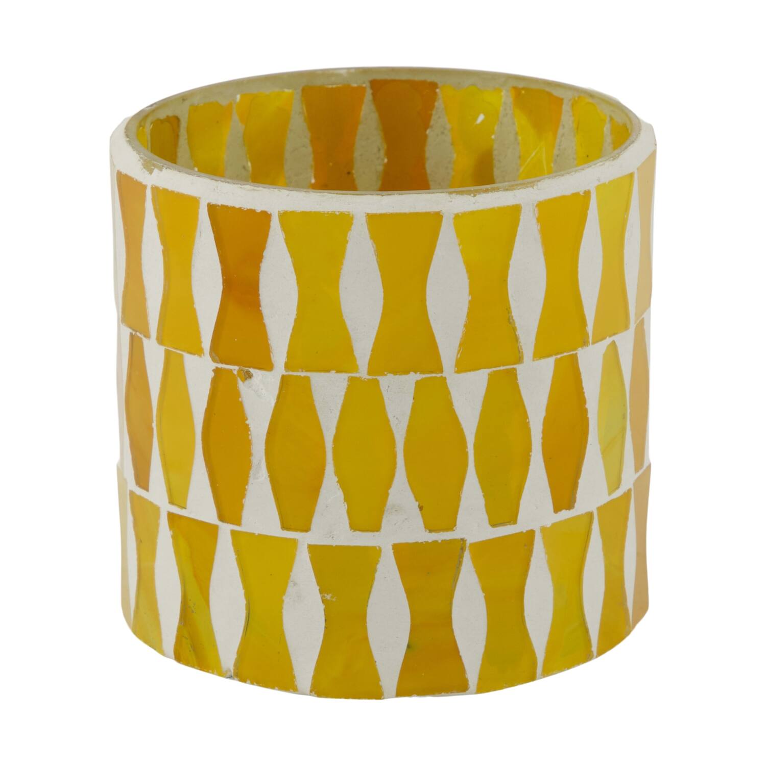 Tealight holder glass 8x8x8cm - Yellow
