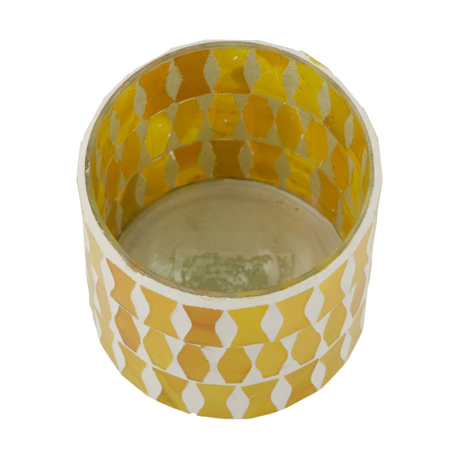 Tealight holder glass 8x8x8cm - Yellow
