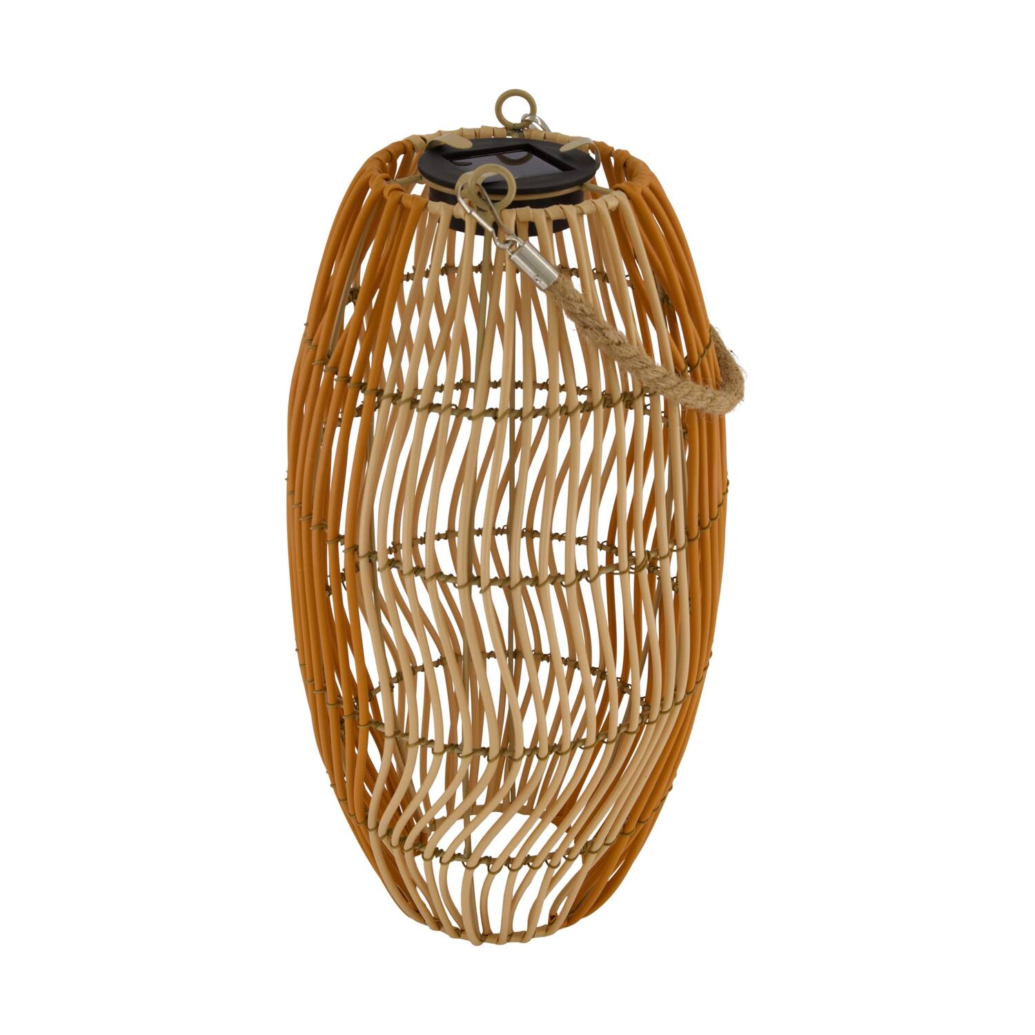 Lantern solar wicker pp 19x19x38cm - Brown