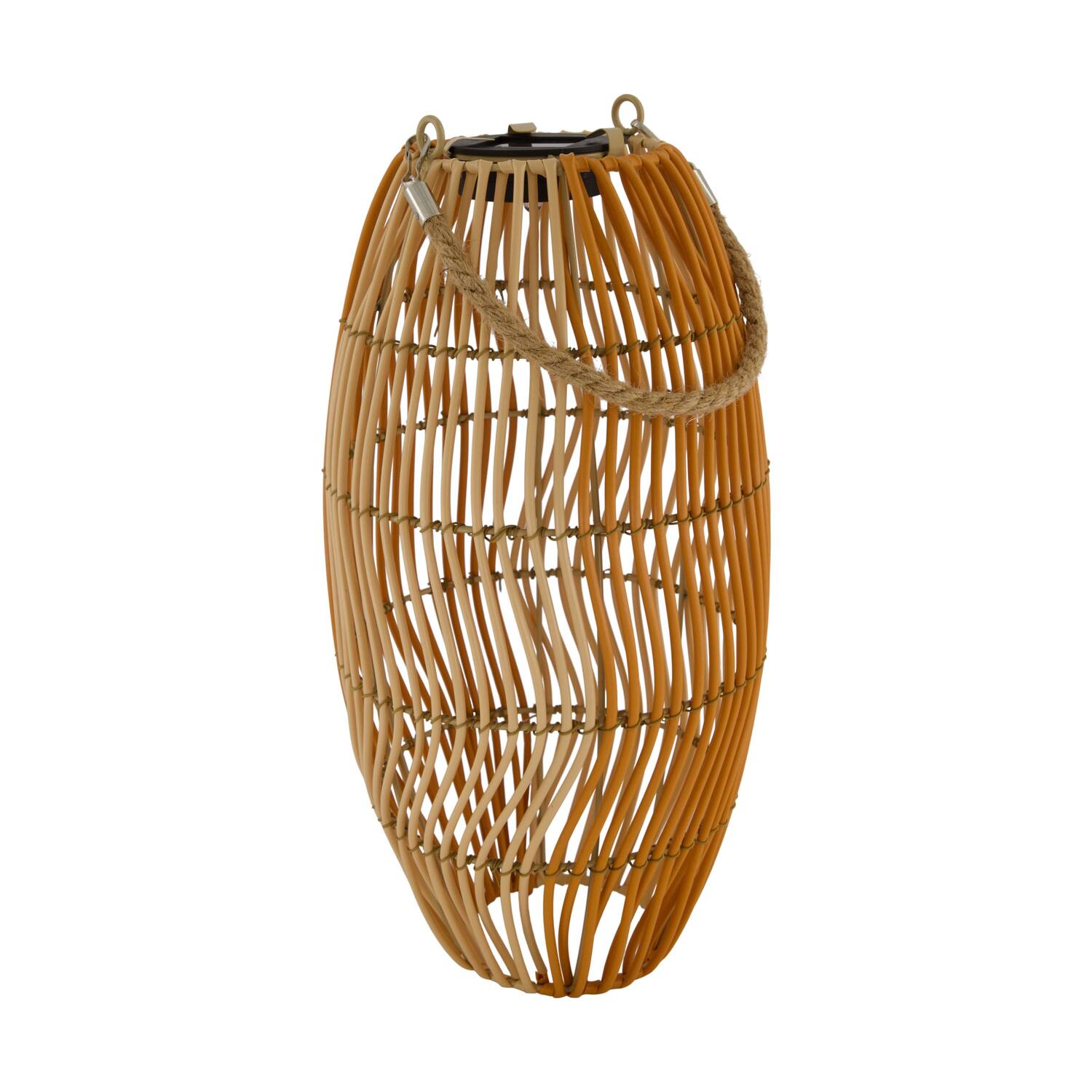 Lantern solar wicker pp 19x19x38cm - Brown