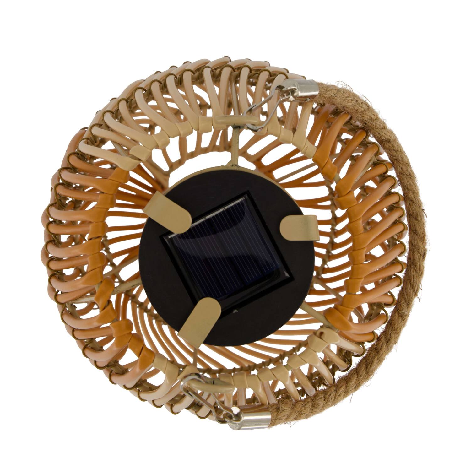 Lantern solar wicker pp 19x19x38cm - Brown