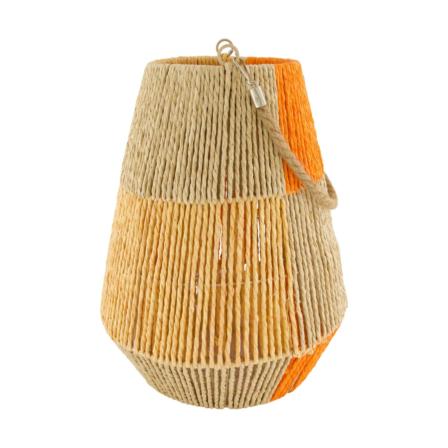 Lantern paper rope with glass 28x28x36cm - Orange